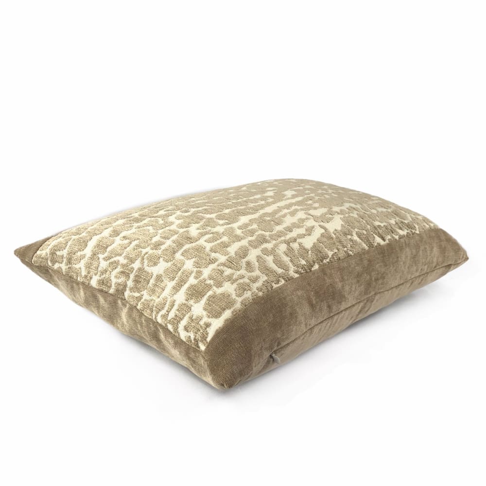 Sandy Beige Abstract Alligator Crocodile Pattern Chenille Velvet Pillow Cover - Soft Luxury Throw Pillow Case for Sofa, Bed, Couch Decor - Home & Living Room Accessories