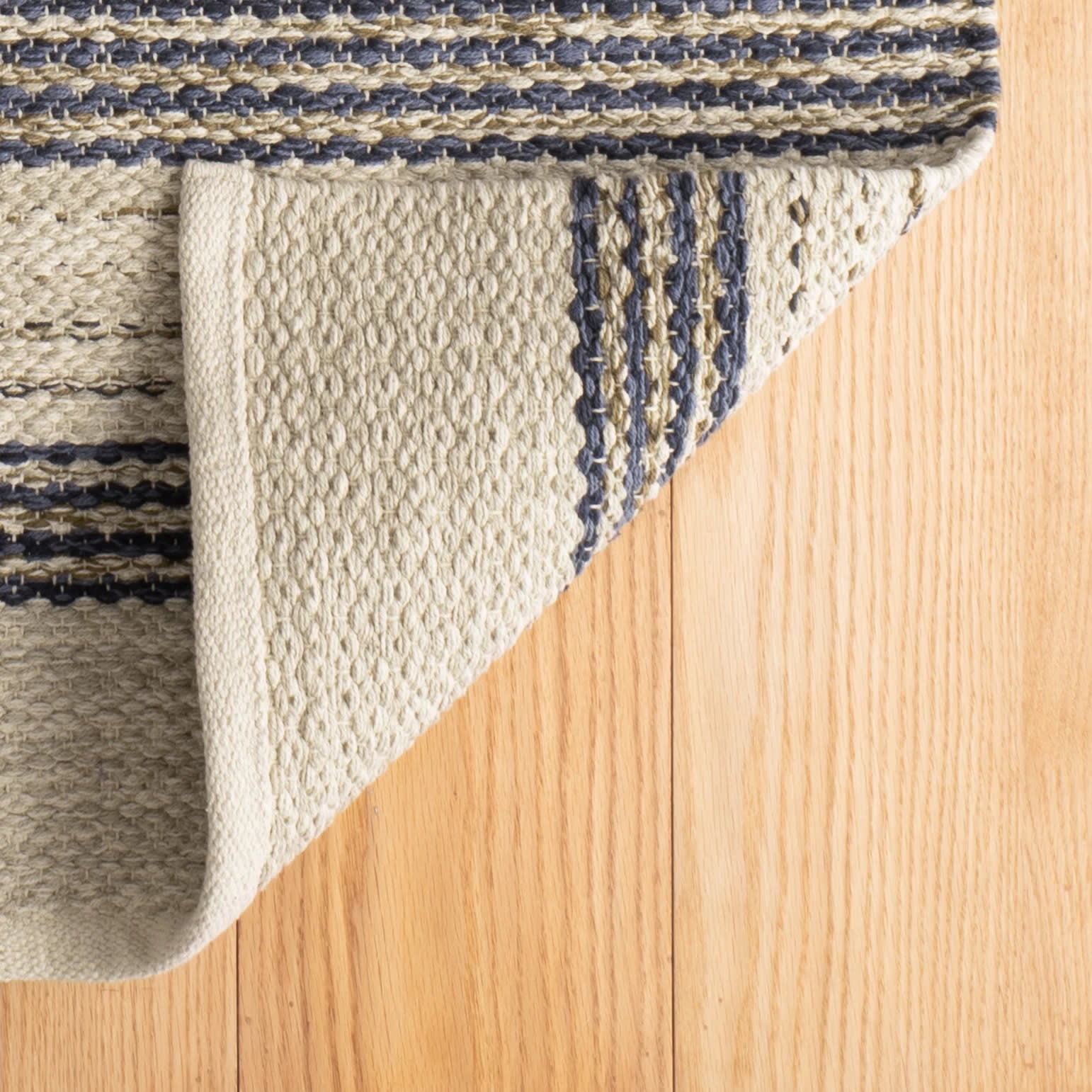 Handwoven Cotton Striped Rug - Navy Blue & White | Soft & Durable for Living Room, Bedroom, or Nursery Decor