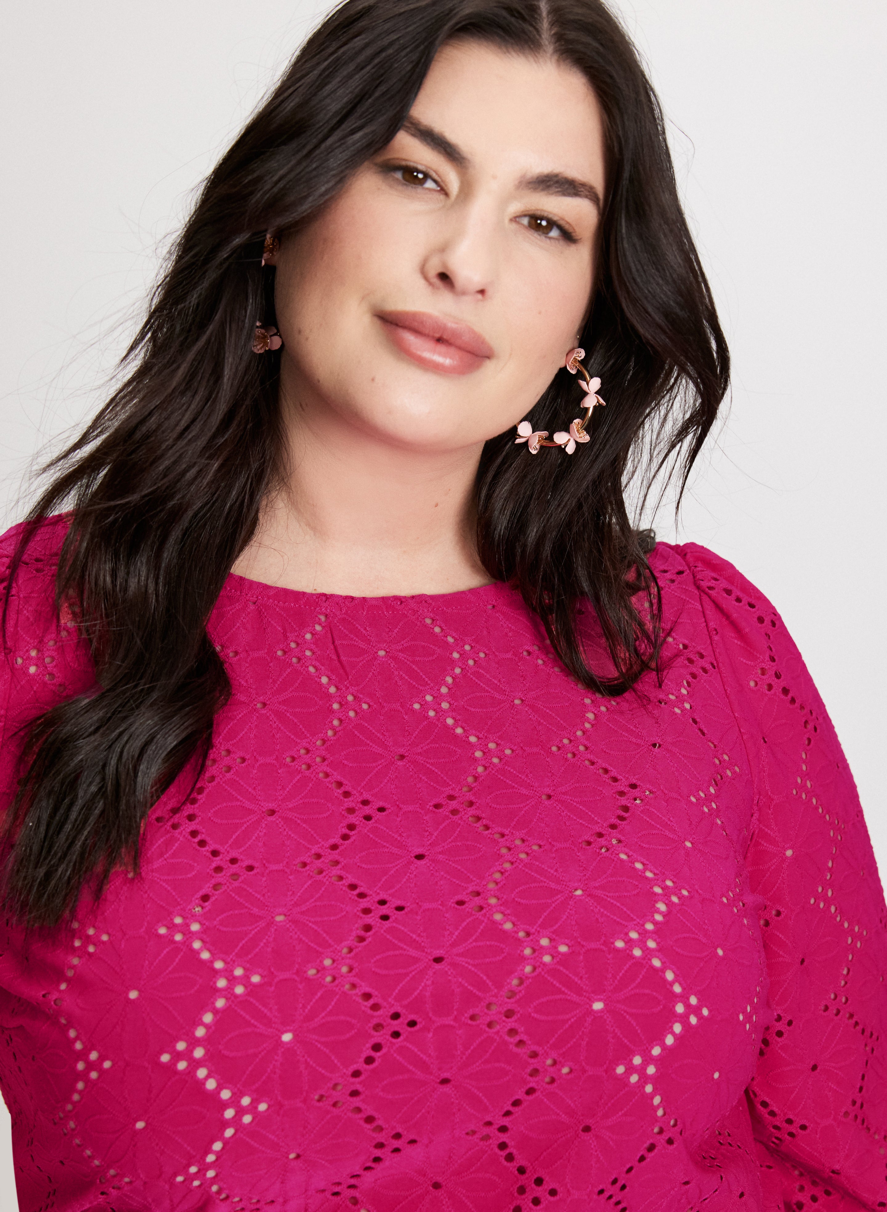 Stylish Boat Neck Eyelet Top for Women - Breathable Summer Blouse - Perfect for Beach Outings & Casual Wear