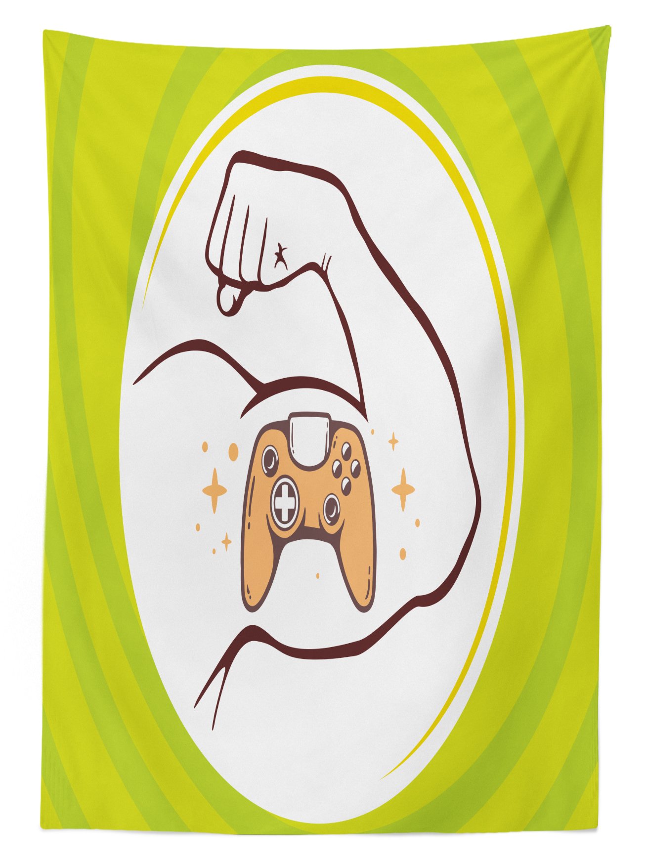 Ambesonne Gamer Outdoor Tablecloth - Strong Man Arm with Joystick Line Art Design, Washable Picnic Table Cover 58