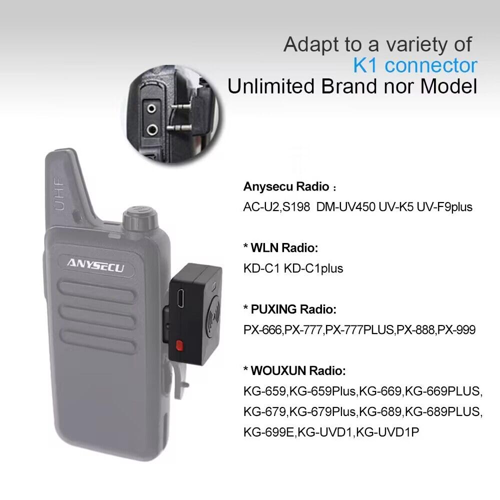 BAOFENG K1 Plug PTT Earphone with Noise Cancelling Mic - Hands-Free Wireless Headset for UV-82 UV-5R Walkie Talkies (K Plug Connector) - Ideal for Construction, Security, Outdoor Adventures & Event Coordination