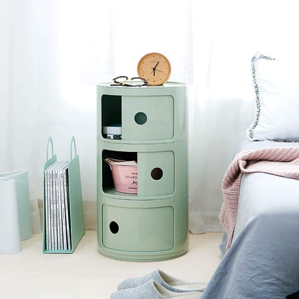 Modern Portable Nightstand for Bedroom & Living Room - Green 2-Tier Plastic End Table with Storage, Perfect for Small Spaces, Sofa Couch Side Table | Compact Home & Apartment Furniture for Convenient Organization
