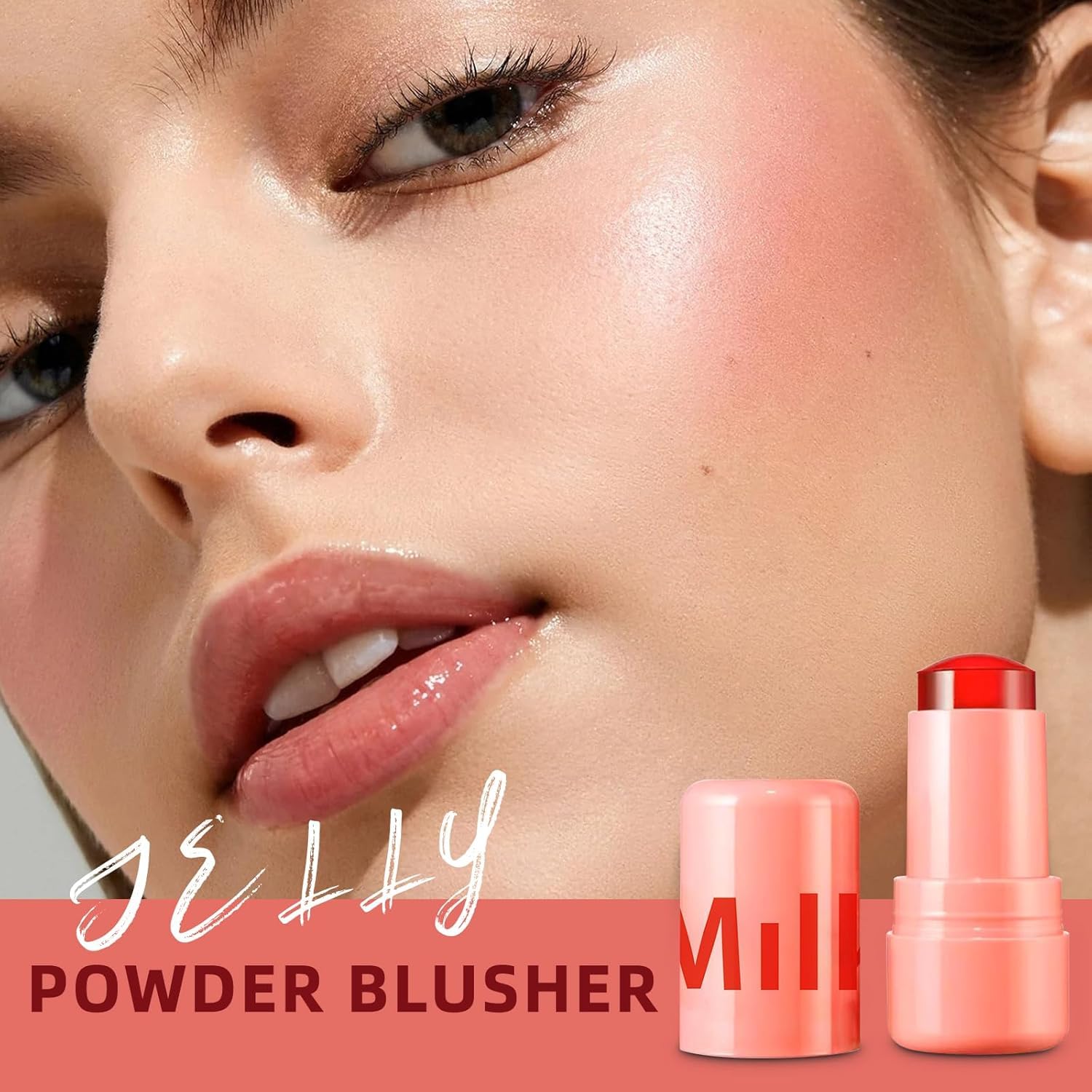 4 Pcs Milk Jelly Blush Set - Water Jelly Tint for Lips & Cheeks, Buildable Sheer Blush Stick with Watercolor Finish | Perfect for Natural Makeup, Daily Wear & On-the-Go Touch Ups