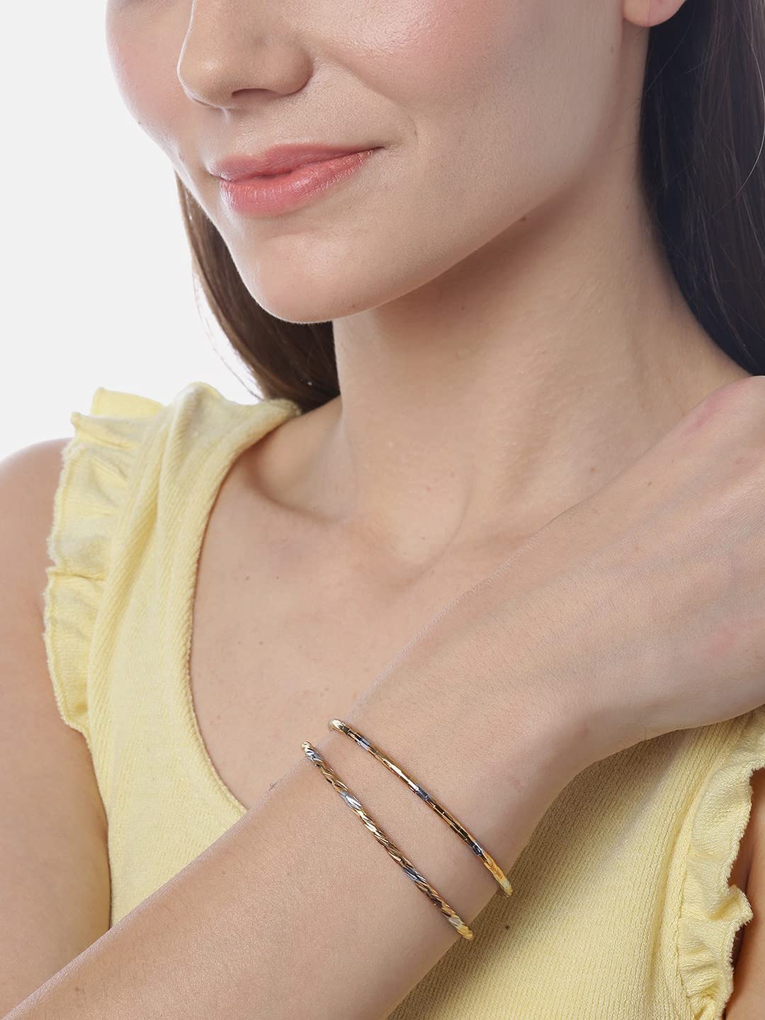 YouBella Women's Adjustable Silver & Gold Bracelet Set - 2 Pack Fashion Jewelry for Girls & Ladies - Perfect for Gifts, Parties & Everyday Wear