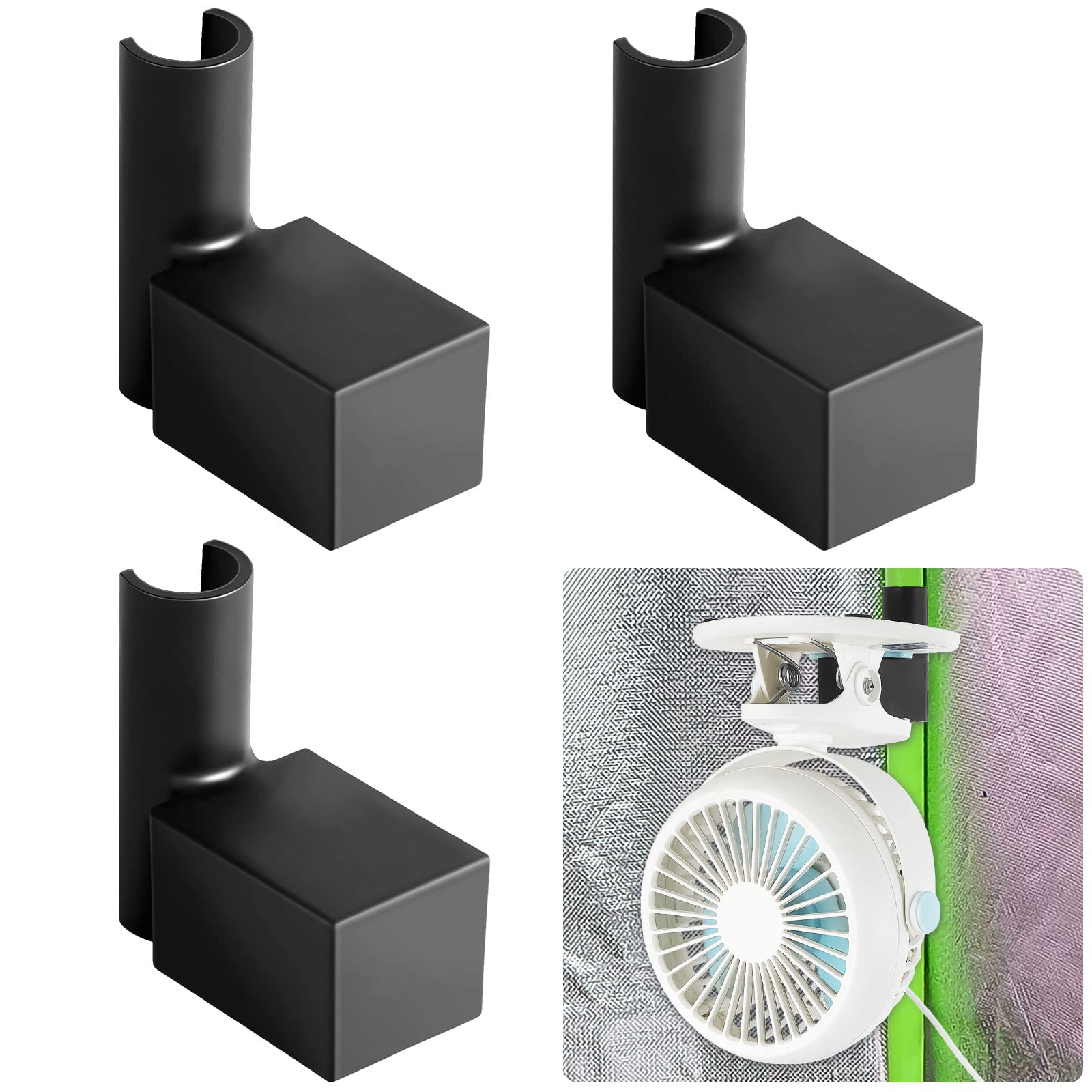 4 Pack Black Grow Tent Fan Accessories - Silicone Pole Mount for Clip on Fans, Oscillating Clip Fan for Grow Tents - Perfect for Ventilation, Air Circulation in Hydroponics, Indoor Gardening & Greenhouse Use