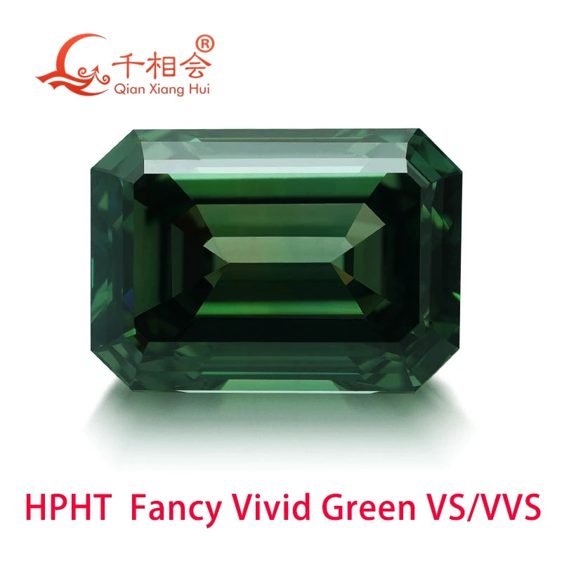 HPHT Lab-Grown Diamond - 0.5ct & 1.6ct Fancy Vivid Green Emerald Cut - VVS/VS Clarity - GEMID Certified Loose Stone for Jewelry Making & Engagement Rings
