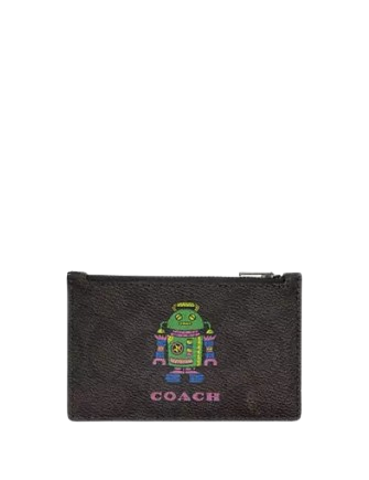 Coach Cosmic Zip Card Case with Robot Print - Stylish RFID-Blocking Wallet for Women & Men | Perfect for Travel, Work & Everyday Use