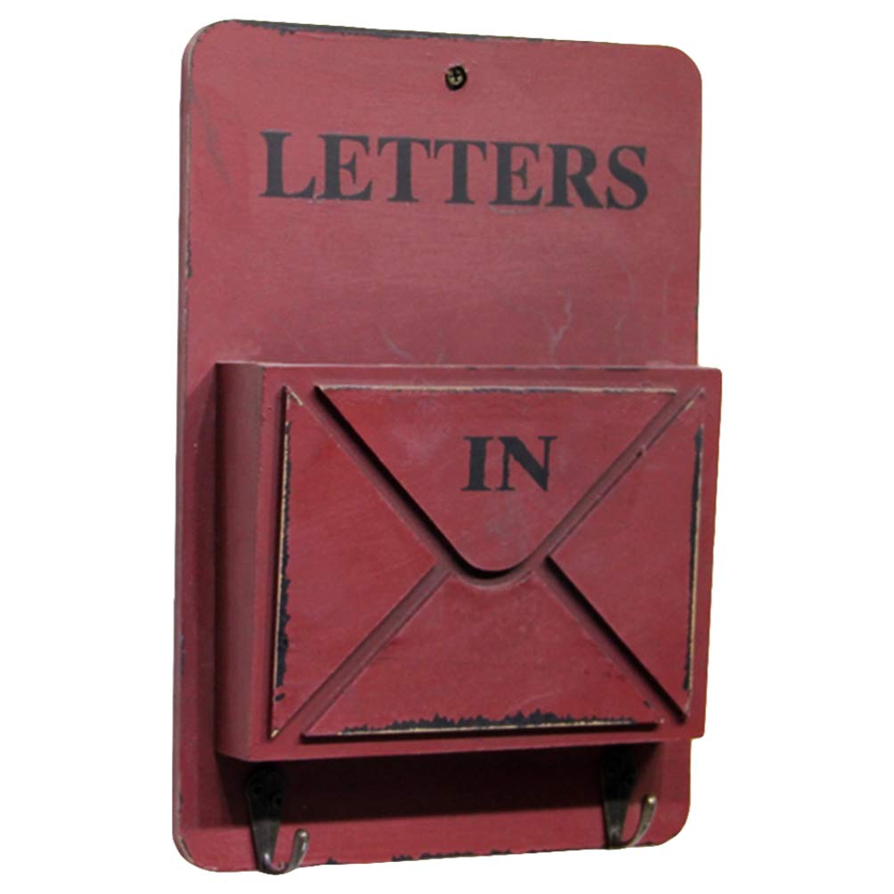 VOSAREA Vintage Metal Wall Mount Mail Organizer with Key Hooks - Floating Shelf for Entryway Storage, Mail Sorter, Key Holder & Makeup Organizer - Perfect for Home, Office & Dorm Room Organization
