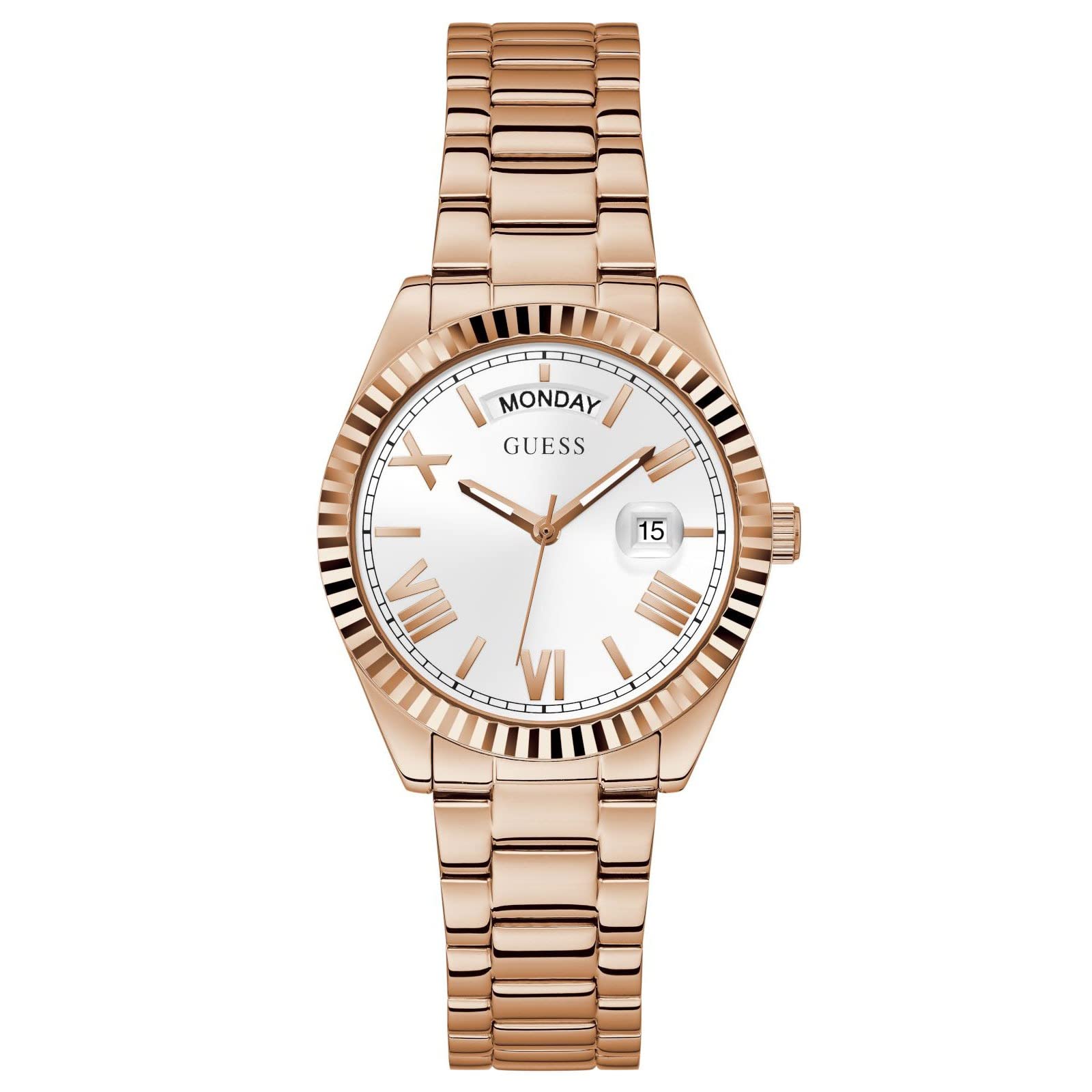 GUESS Coin Edge Bracelet Watch for Women - Stainless Steel Fashion Watch with Coin Edge Design, Water Resistant, Perfect for Casual Wear & Office Style