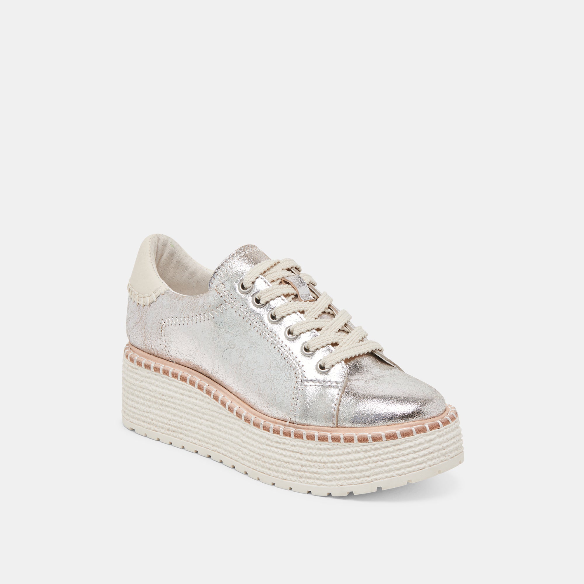 Twain Sneakers for Women - Silver Crackled Leather Fashion Shoes - Comfortable & Stylish for Casual Wear, Work, and Daily Outfits