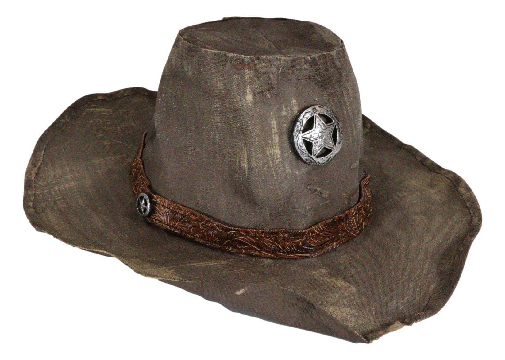Western Cowboy Six Shooter Revolver Pistol Lamp with Horseshoe Heel Strap & Sheriff Hat Shade - Rustic Home Decor for Bedroom, Office, or Western-Themed Parties | Unique Gift for Cowboy Enthusiasts