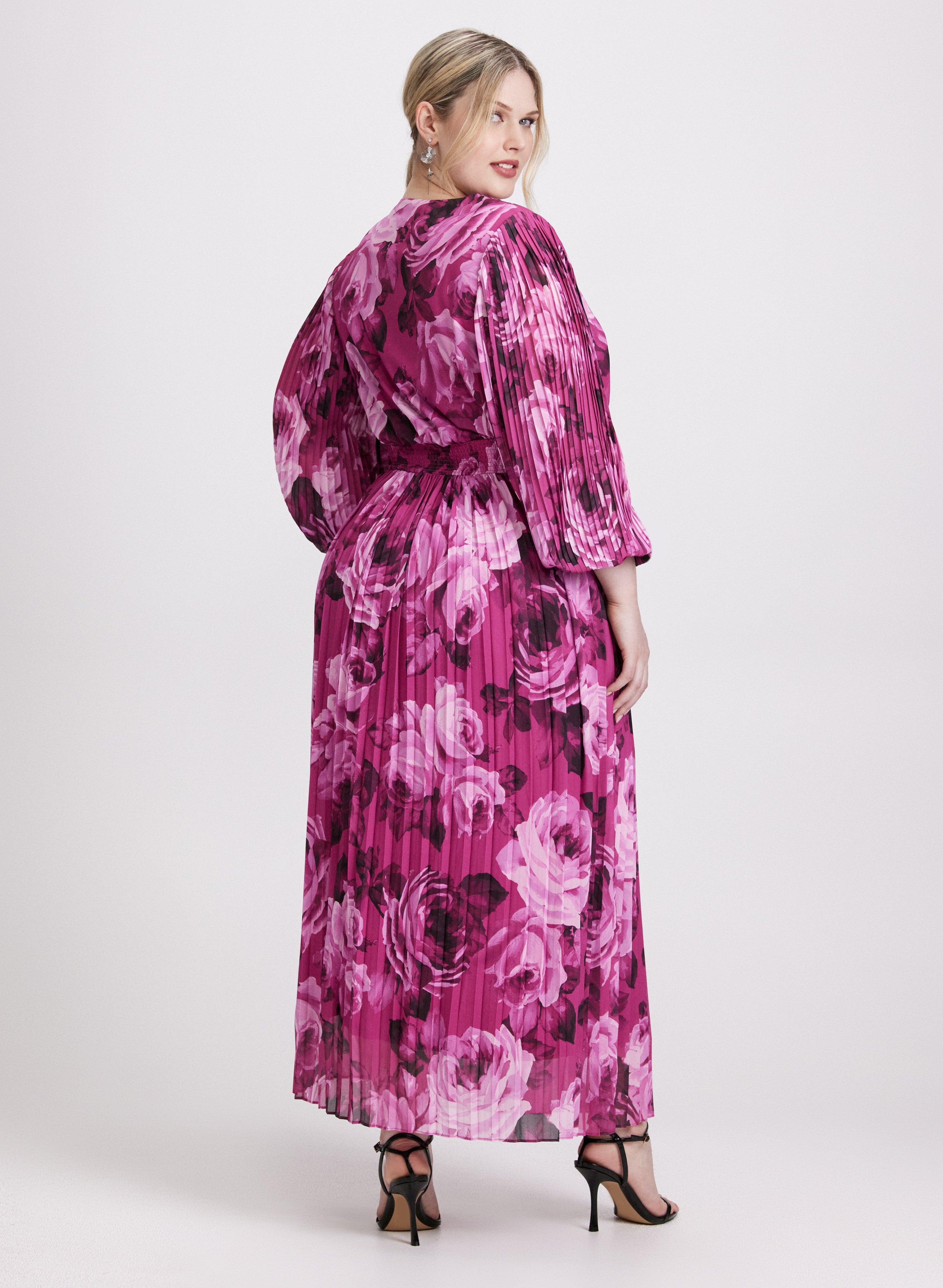 Elegant Floral Print Chiffon Dress for Women - Summer Party, Wedding Guest, Beach Cover Up