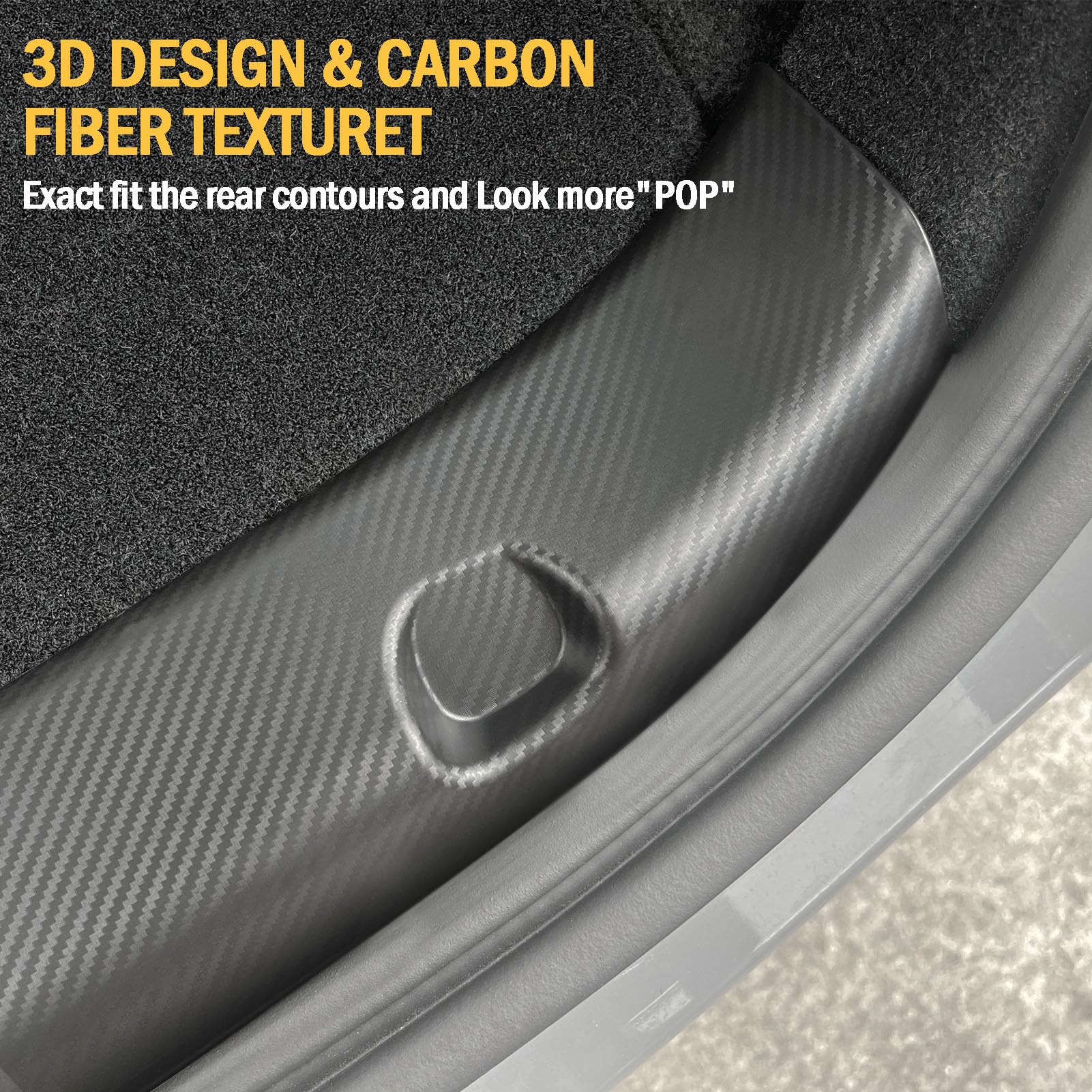 Carbon Fiber Rear Bumper Guard for Tesla Model Y 2021-2024 | Trunk Door Entry Protector | Exterior Accessories for Model Y | Perfect for Parking & Loading Protection