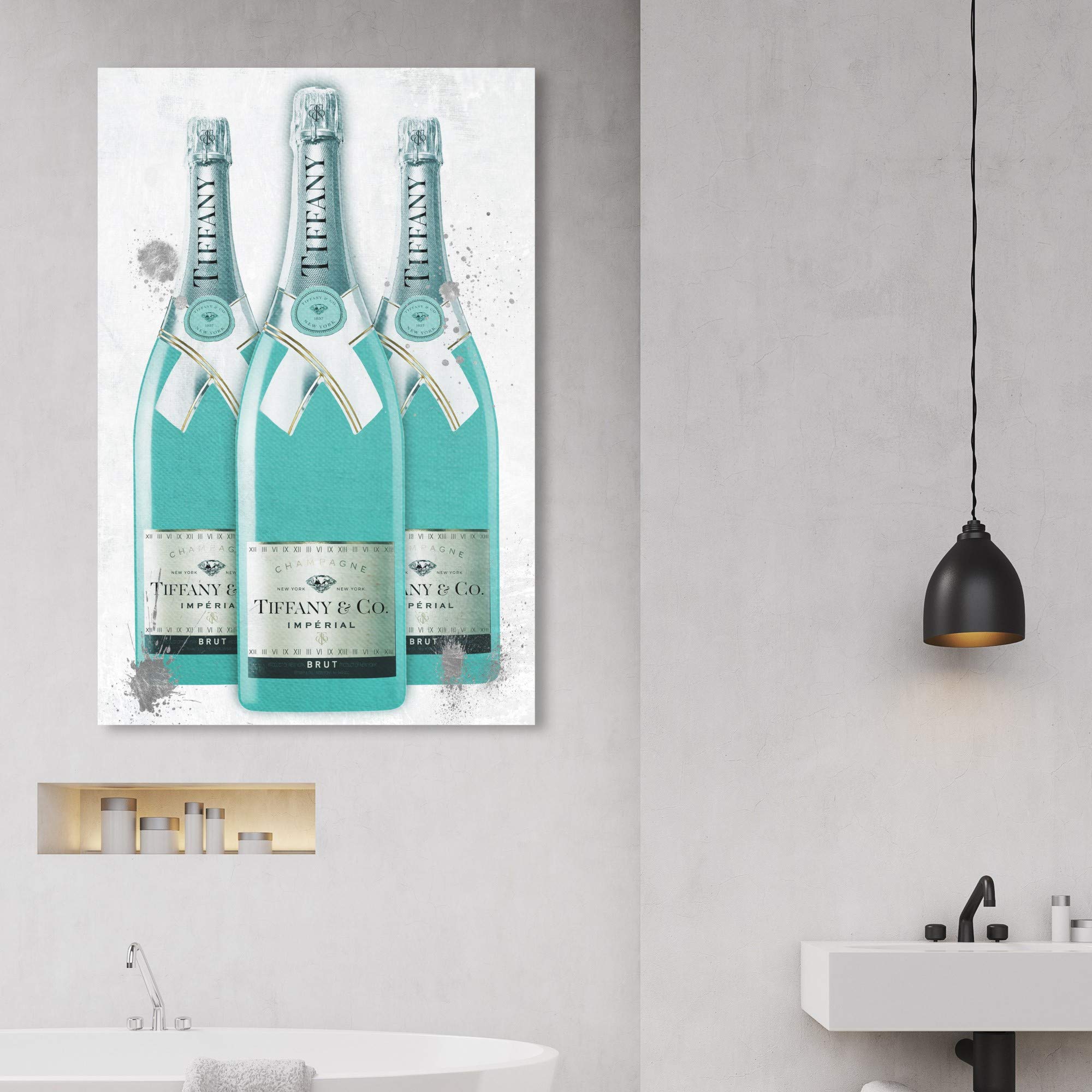 Oliver Gal Artist Co. 'Diamonds and Bubbles Champagne' Glamorous Wall Art Canvas Prints - Elegant Home Decor for Living Room, Bedroom & Office