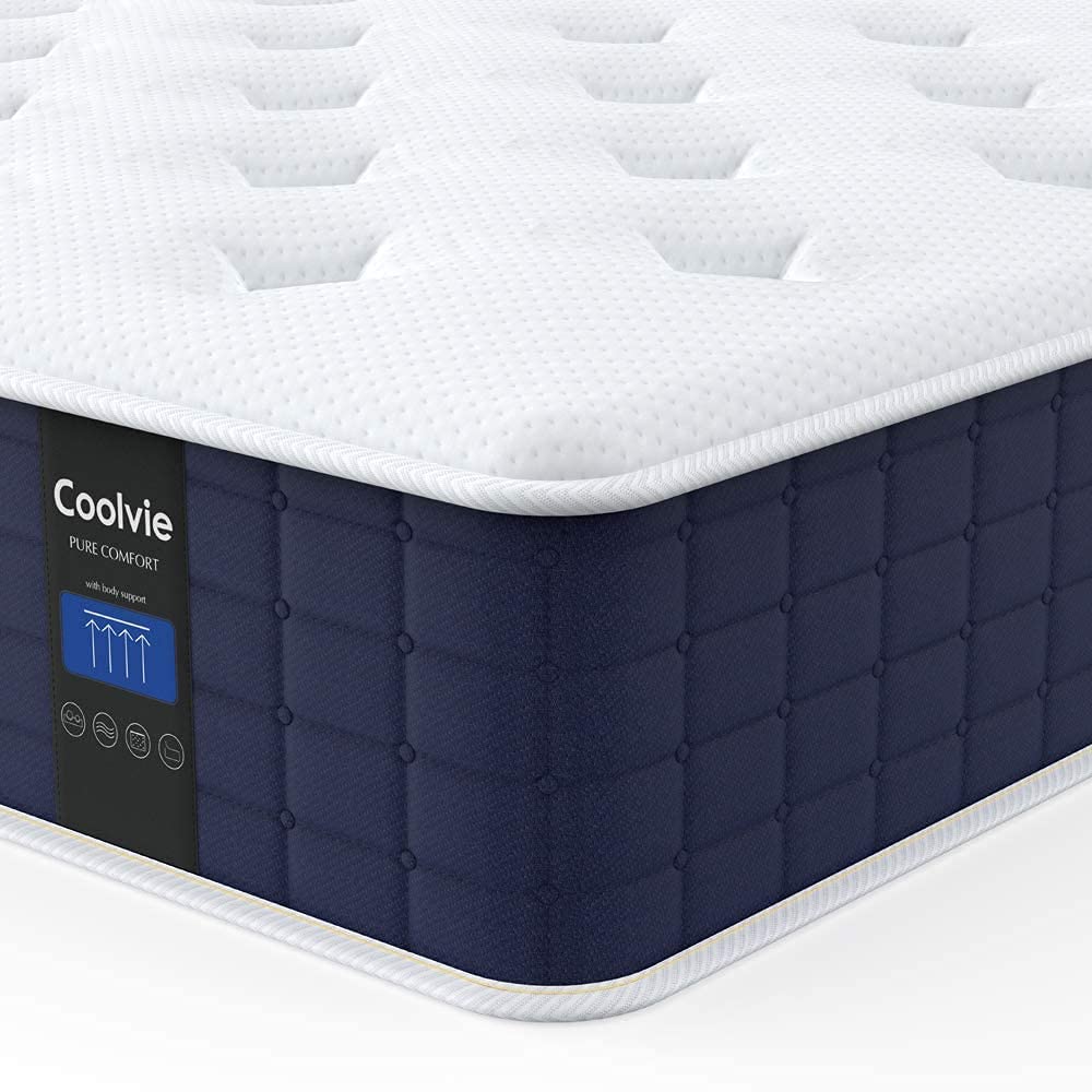 Coolvie 10 Inch Hybrid Queen Mattress - Individual Pocket Springs & Memory Foam for Pressure Relief & Support - Bed in a Box for Cooler Sleep - Perfect for Master Bedrooms, Guest Rooms & Dormitories