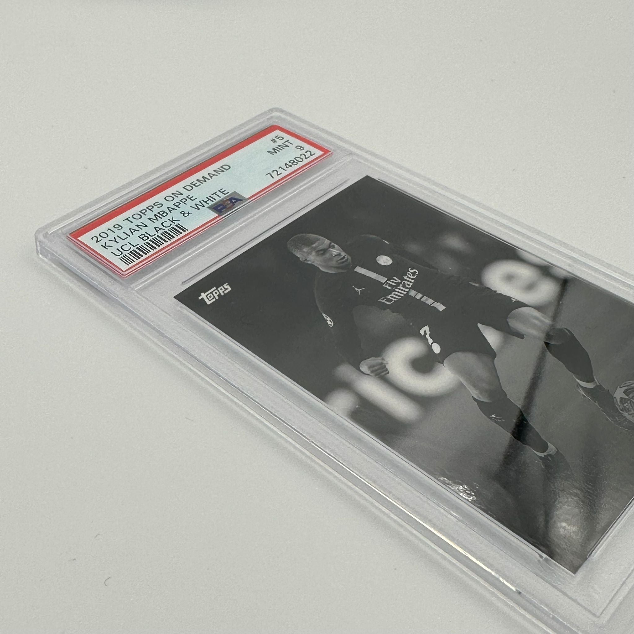 PSA 9 Graded Kylian Mbappé #5 UEFA Champions League Black & White Soccer Card - Perfect for Collectors, Investors & Soccer Fans - Display in Home, Office or Man Cave