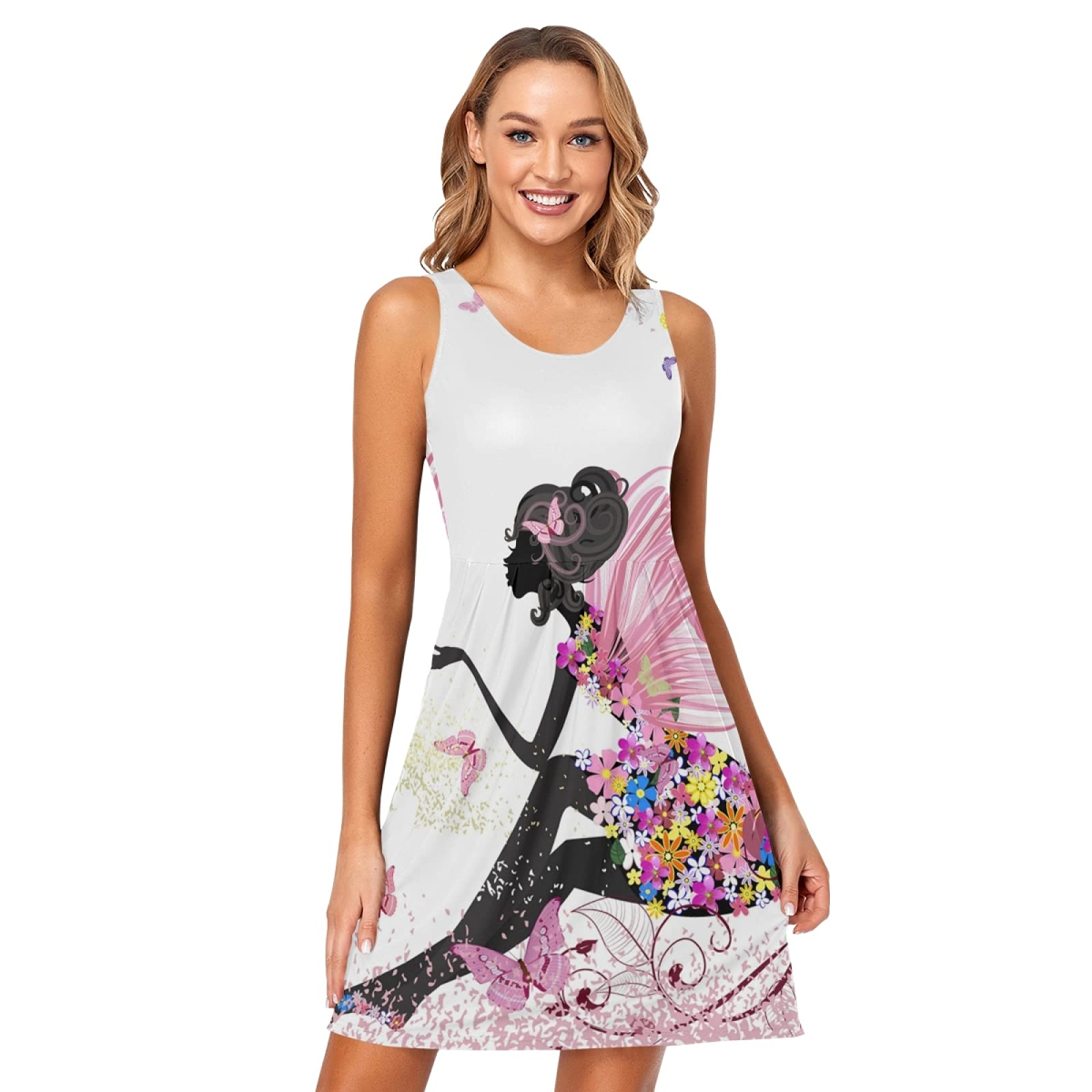 HYFA Women's Summer Dresses - Round Neck Casual Vest Sundress with Pockets | Flowy Beach Dress for Vacation, Party & Everyday Wear