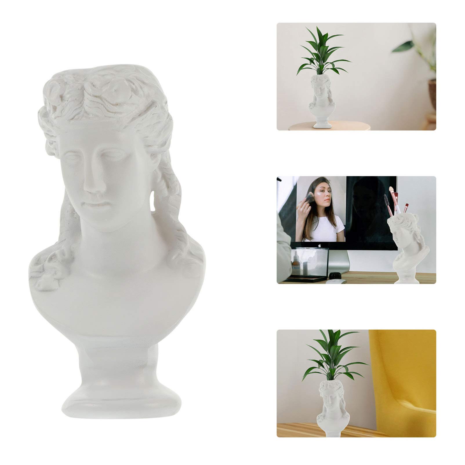 BESPORTBLE White Ceramic Pen Holder - Stylish Makeup Brush Organizer, Flower Vase & Office Desk Decor | Perfect for Home Office, Vanity Table & Gift Giving
