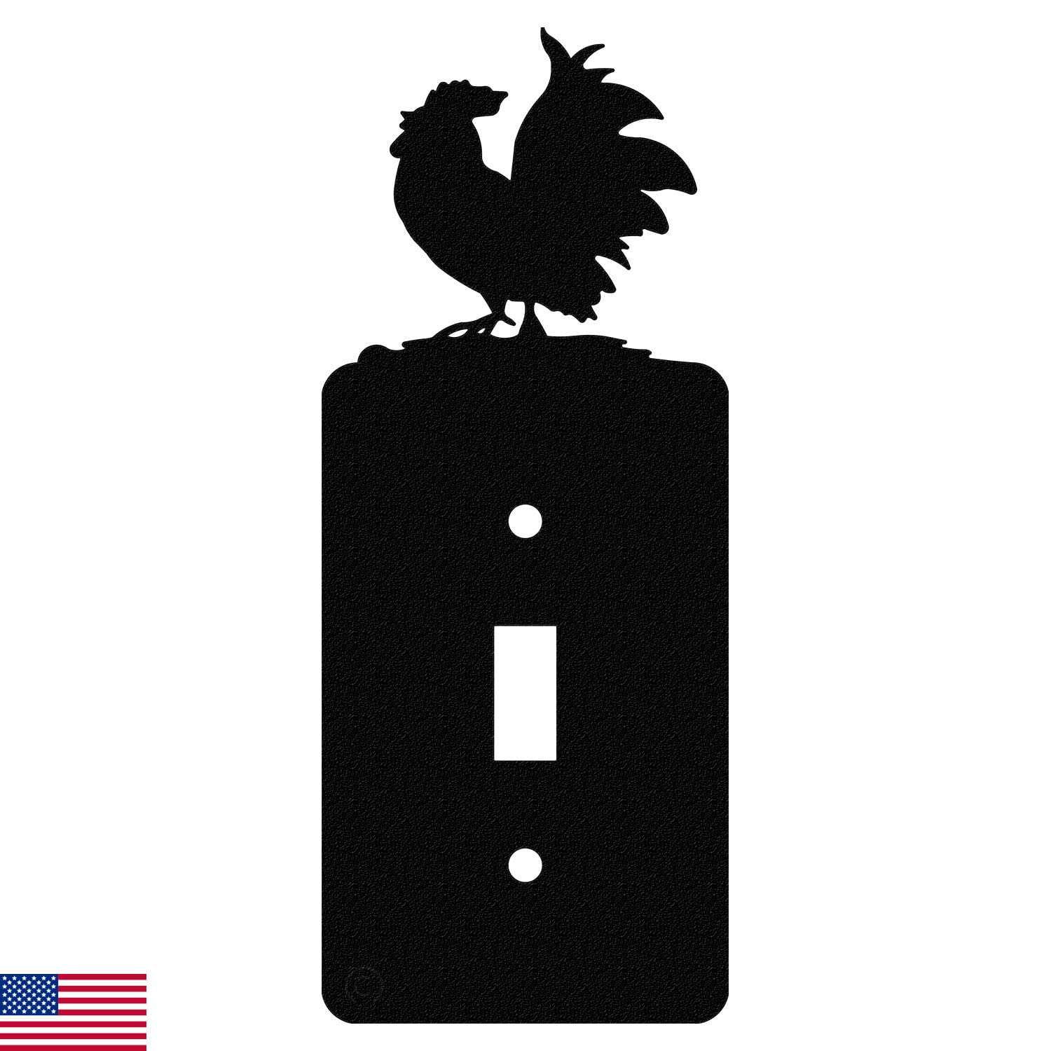 Black Poultry Light Switch Plate - Single Toggle for Chicken Coops & Farms