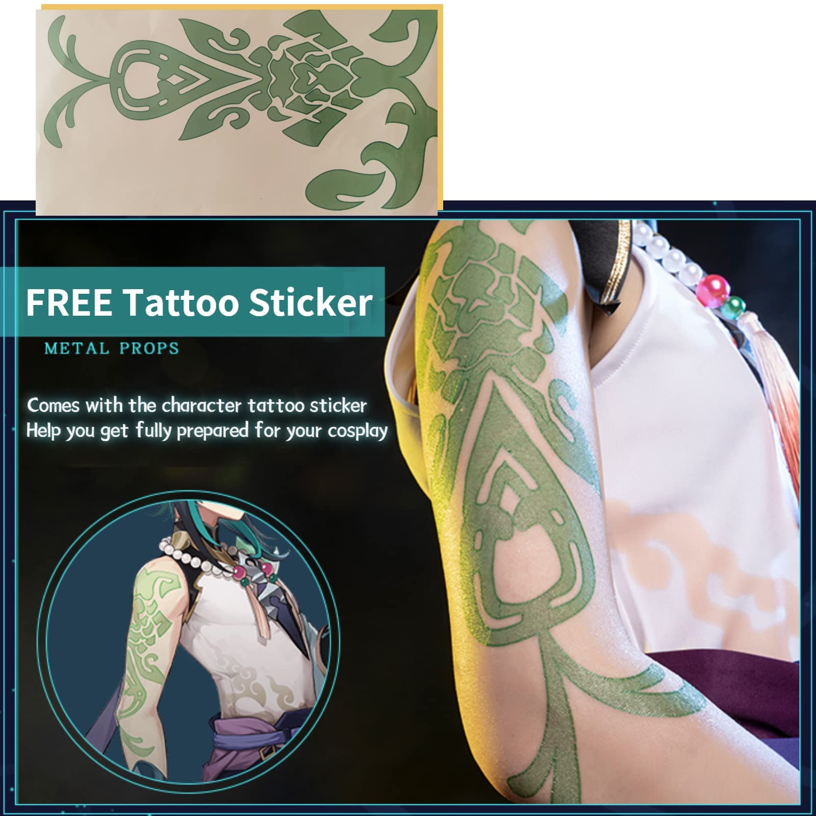 Xiao Cosplay Costume for Men - Genshin Impact Character Outfit with Tattoo | Halloween, Anime Convention & Cosplay Party Costume