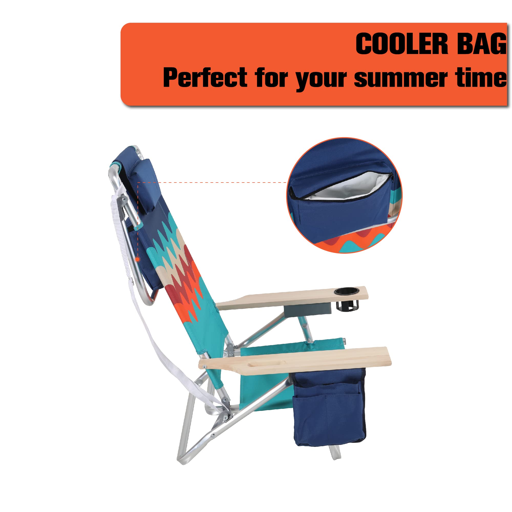 **GREEN PARTY 2 Pack Lightweight Aluminum Folding Beach Chairs with Cooler Bag & Armrest – Reclining, Supports 250LBS – Perfect for Outdoor, Camping, Picnics & Backyard Relaxation**