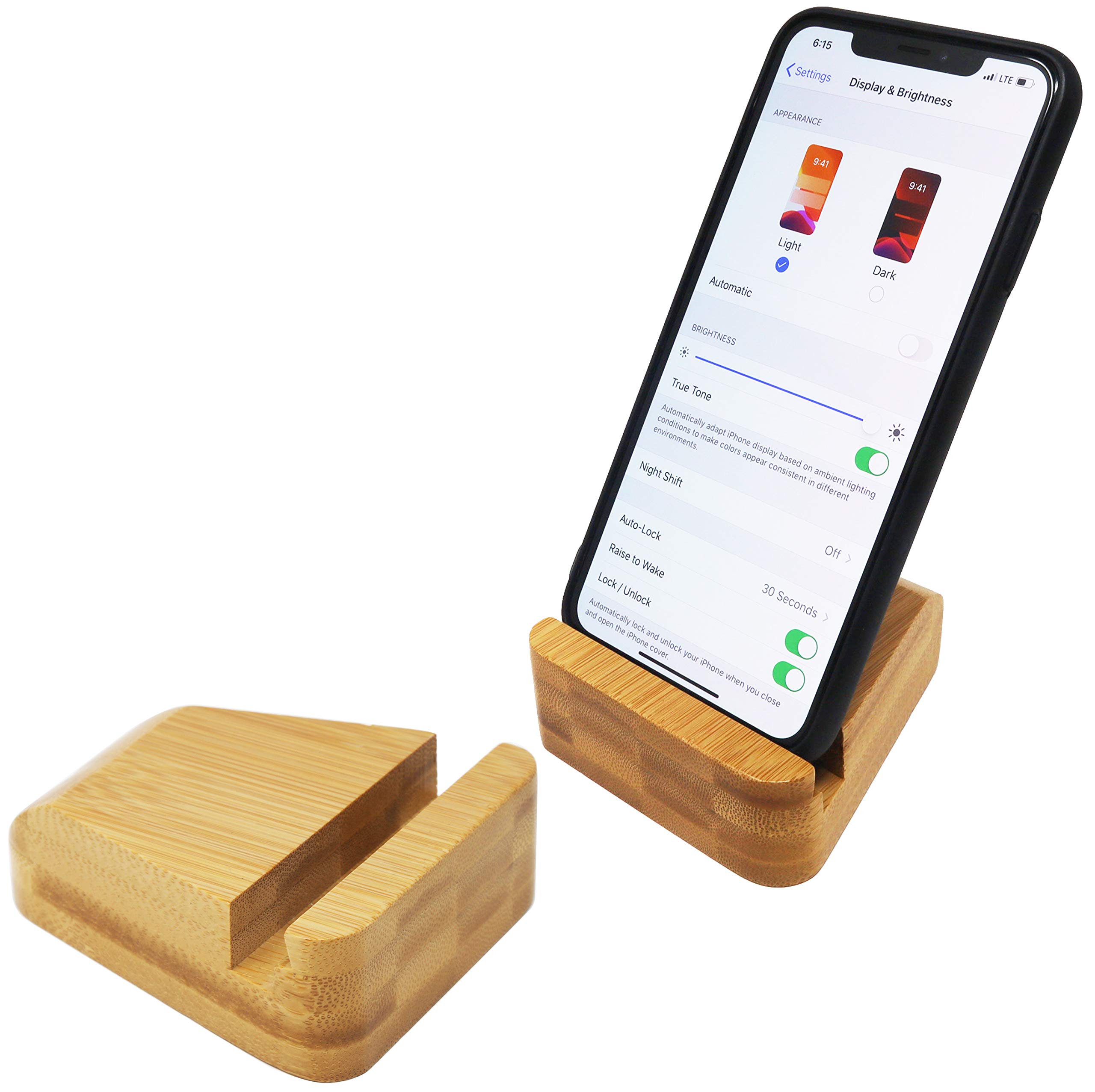 Premium Bamboo Phone Stand - Adjustable Desktop Cell Phone Holder for iPhone, Samsung, Tablets | Perfect for Home, Office, Video Calls & Hands-Free Viewing
