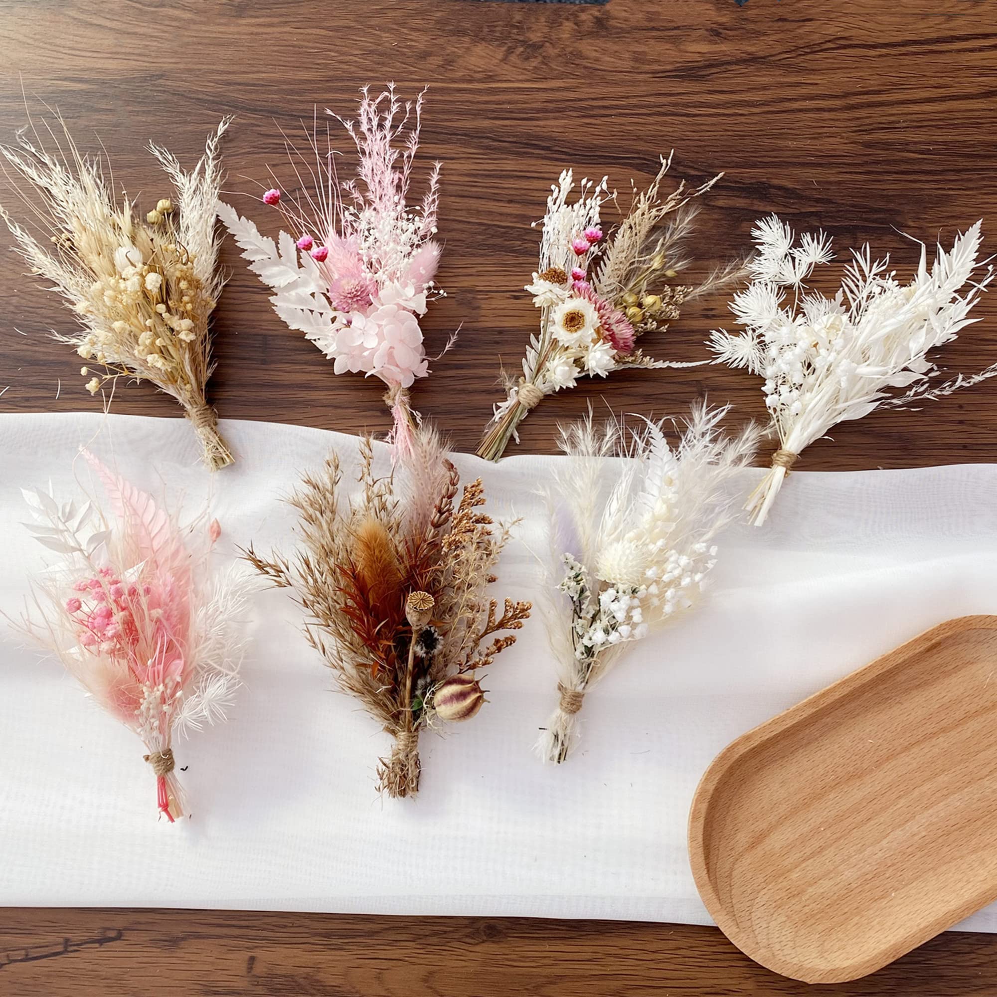 Mini Dried Flower Bouquet in Small Milk Bottle - Boho Style G with Pampas & Bunny Tails - Perfect for Wedding Centerpieces, Birthday Cake Decorations & Tabletop Home Decor