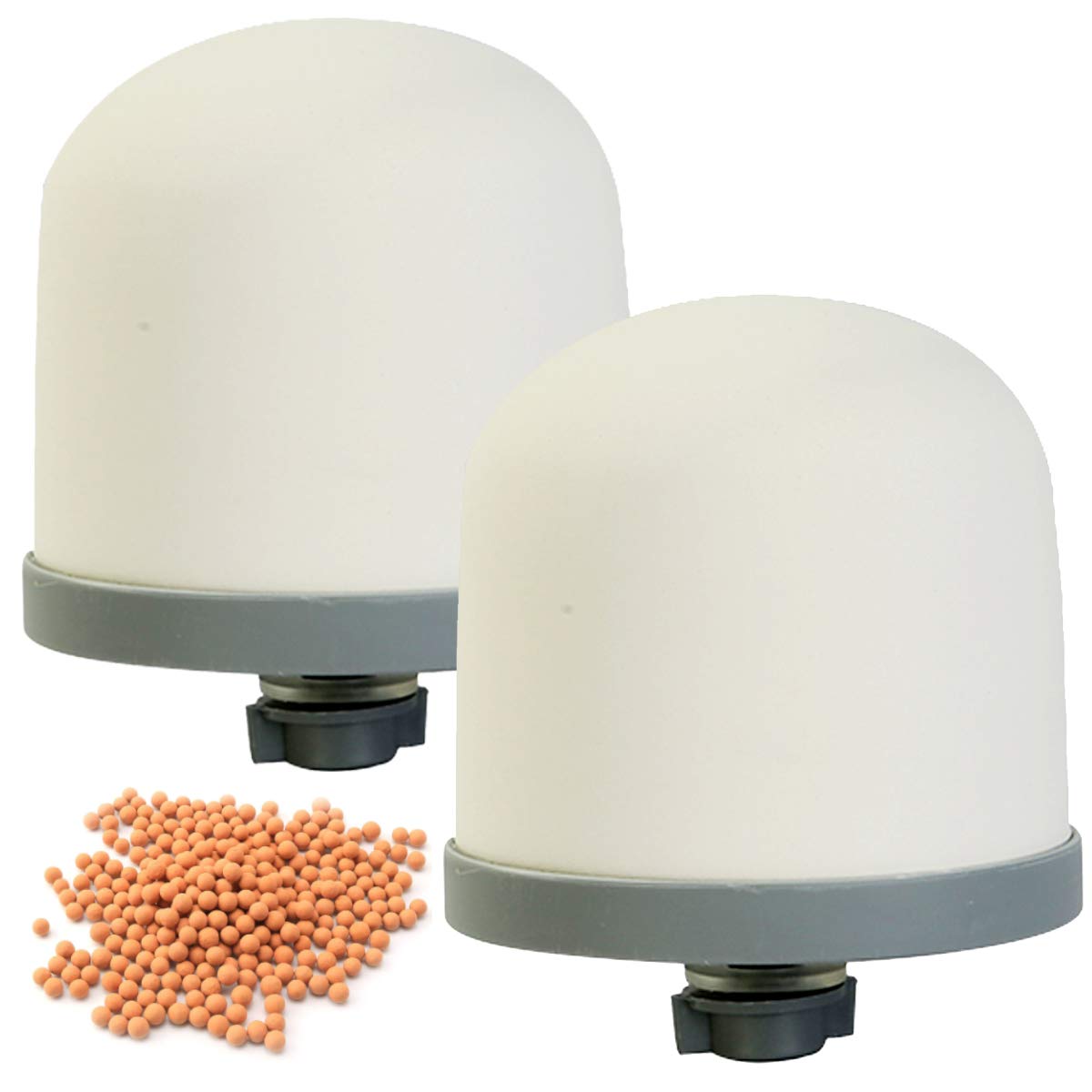 HUI NING 2-Pack Ceramic Dome Water Filter Replacement for Countertop, Household Water Bucket & Cooler Filtration Systems - Mineral Beads Included | Purifies Drinking Water for Home, Office & Outdoor Use