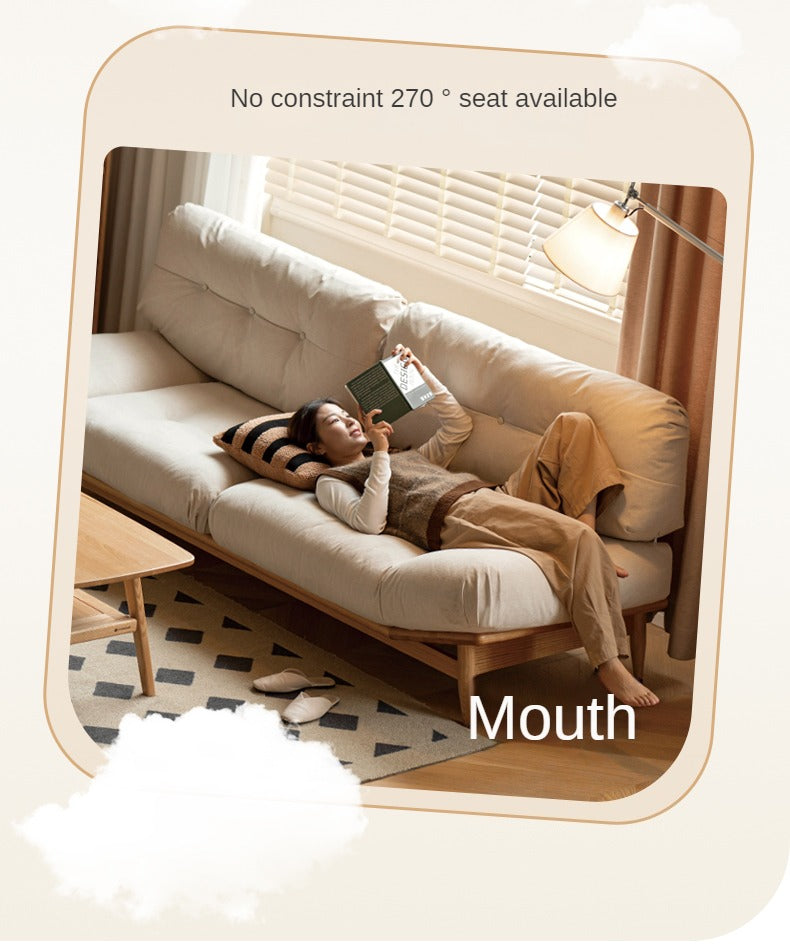 Premium Oak Solid Wood Velvet Upholstered Sofa - Modern Luxury Living Room Furniture for Home & Office Comfort