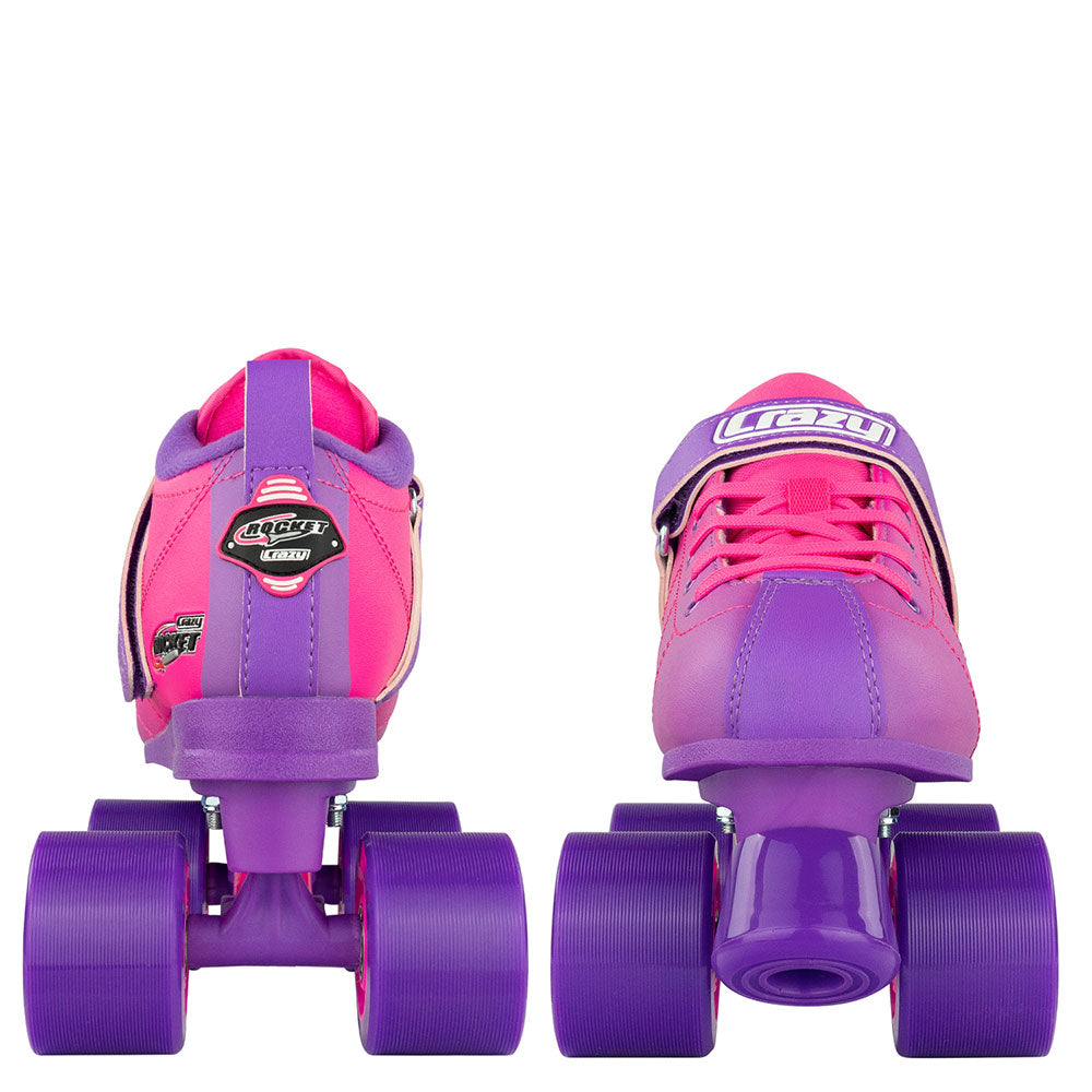 Crazy Rocket Roller Skates for Women & Girls - Pink & Purple Light Up Wheels - Adjustable Outdoor & Indoor Skates for Fitness, Rink & Street Skating