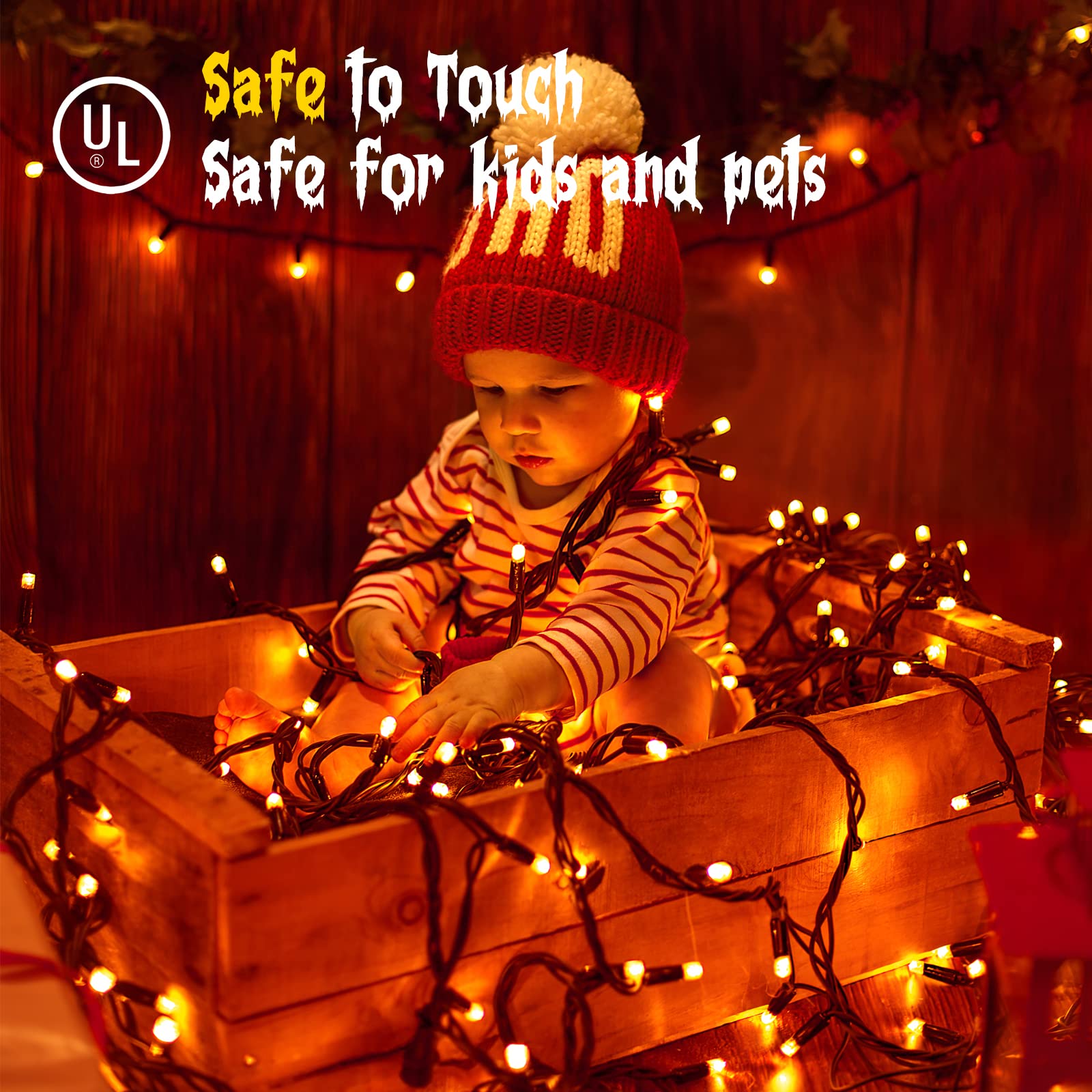 Techip Halloween Lights - 300LED Orange String Lights 108FT, Waterproof Outdoor/Indoor Mini Fairy Lights for Tree, Garden, Party, Carnival, Thanksgiving & Christmas Decorations - Perfect for Halloween, Home, Yard, and Holiday Celebrations
