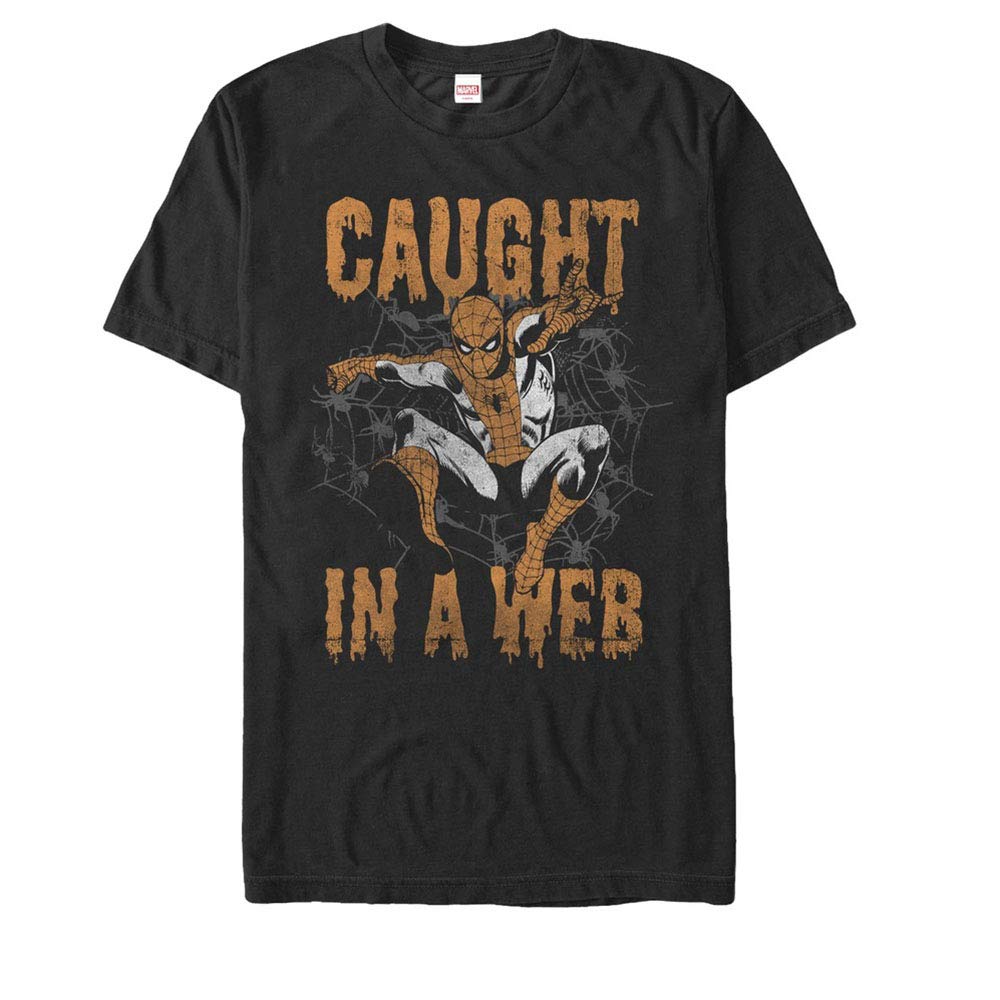 Marvel Men's Halloween Spider-Man Web Graphic T-Shirt - Superhero Costume & Casual Wear for Cosplay, Parties, and Everyday Outfits