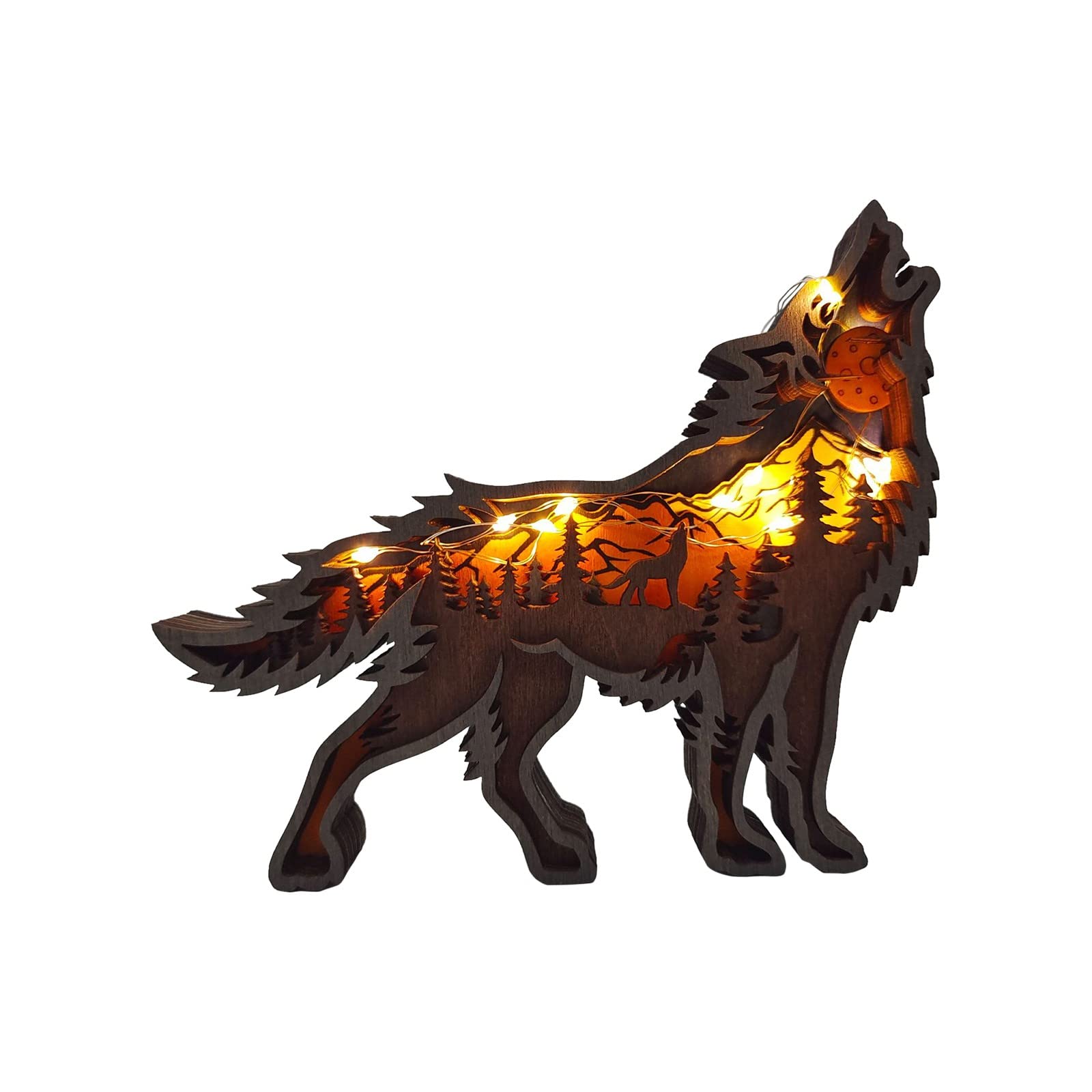 Handmade Wolf Wooden Ornaments - Unique Animal-Themed Home Decor for Christmas Tree, Wall & Shelf Display | Perfect for Holiday Gifts, Rustic Cabin Decor & Nature-Inspired Interior Design