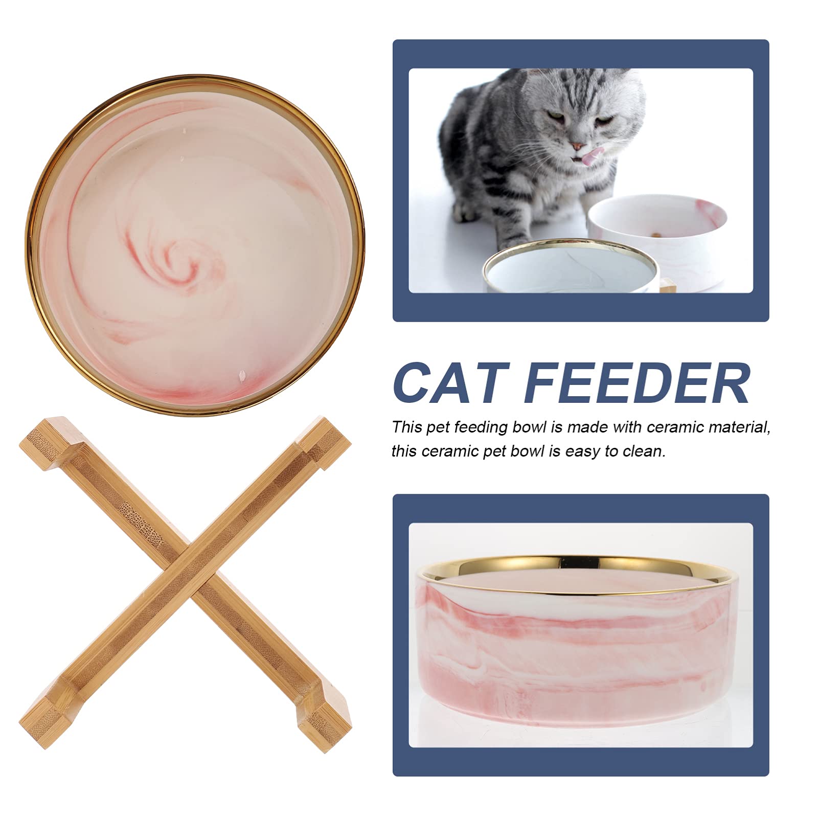 Balacoo Ceramic Cat & Dog Bowl with Stand - Elevated Pet Food and Water Dish for Cats, Puppies, Small Dogs - Durable Ceramic Feeder for Home, Kitchen, or Outdoor Use