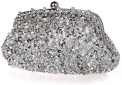 Sparkling Silver Sequin Beaded Clutch Purse for Women - Elegant Evening Bag, Wedding Party Clutch, Bridal Handbag | Perfect for Prom, Cocktail Parties & Special Occasions