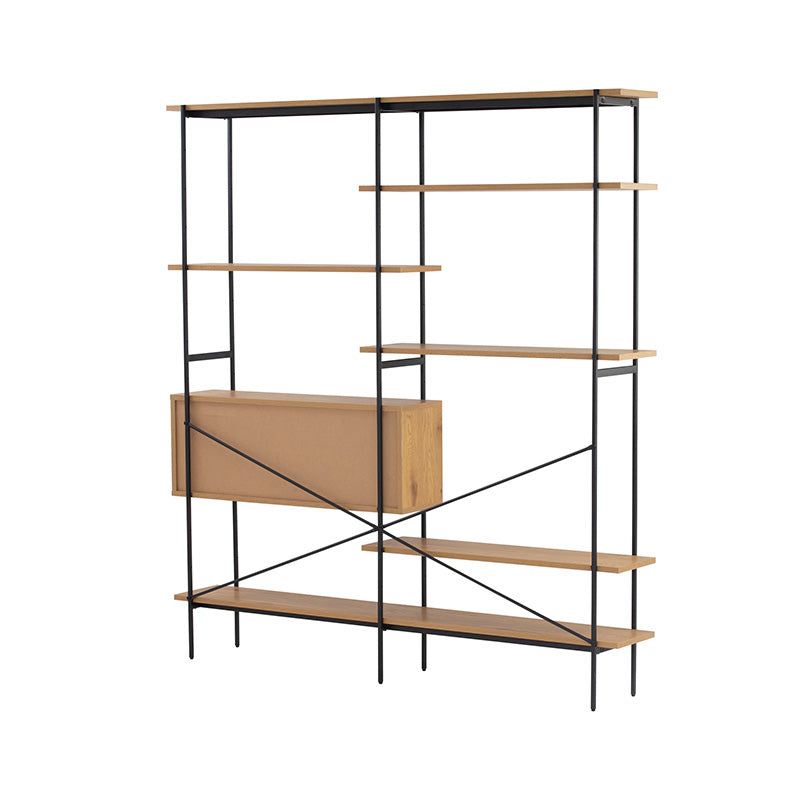 KREMAN 1.7M Oak Wood Display Unit - Perfect for Retail Stores, Boutiques & Home Decor Showcase