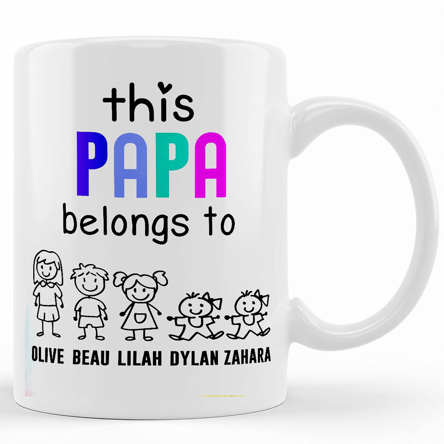 Custom 'This Papa Belongs To' Coffee Mug with Kids Names - Funny Father's Day Gift Idea - Personalized Ceramic Tea Cup for Dad - Perfect for Office, Home & Special Occasions