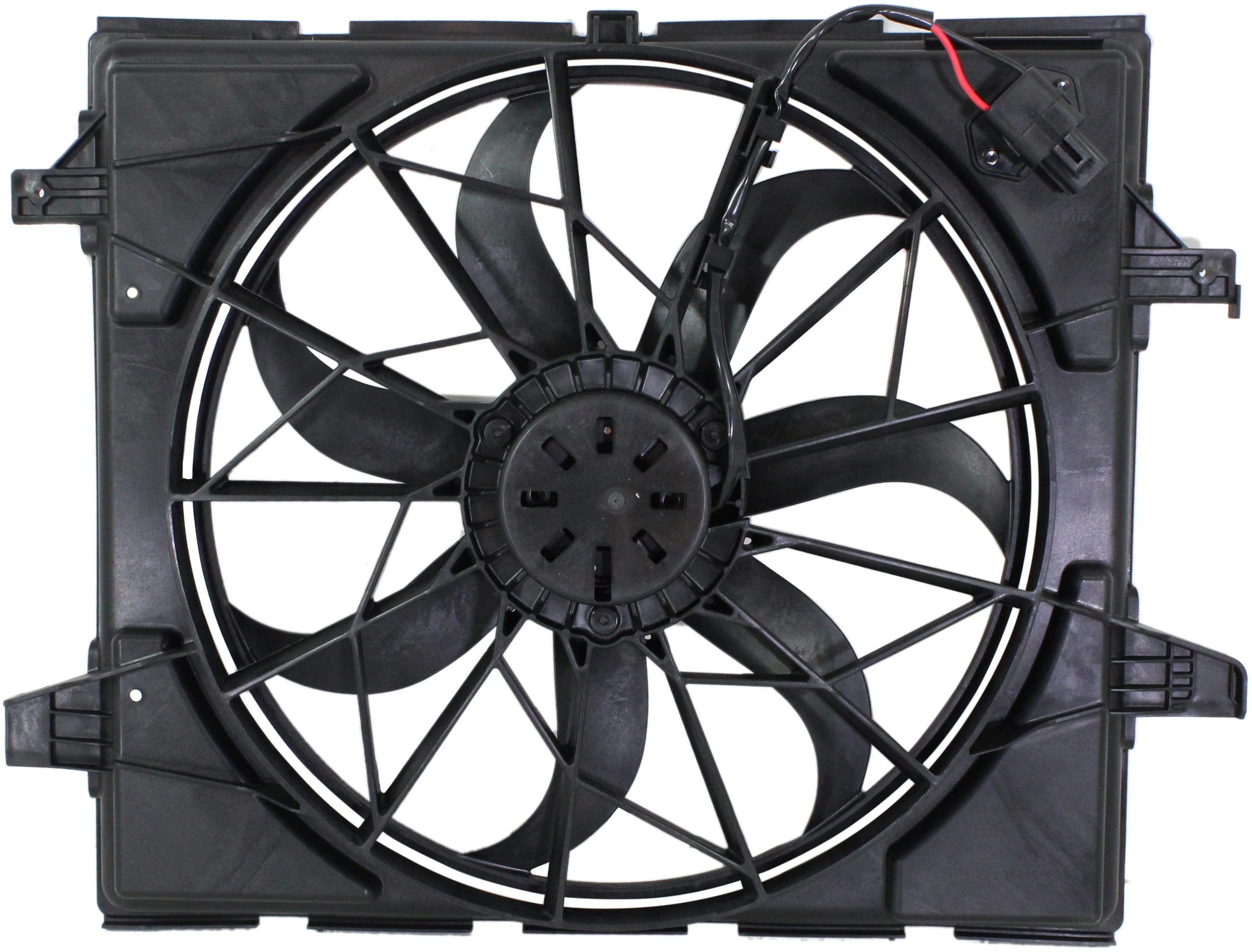 Go-Parts Radiator Fan Assembly for 2011-2020 Dodge Durango & 2011-2022 Jeep Grand Cherokee - Single Fan, Standard Cooling with Resistor (Fits 2012-2016 Models, Non-Tow Package) - Perfect Replacement for Overheating Issues & Engine Cooling System Maintenance