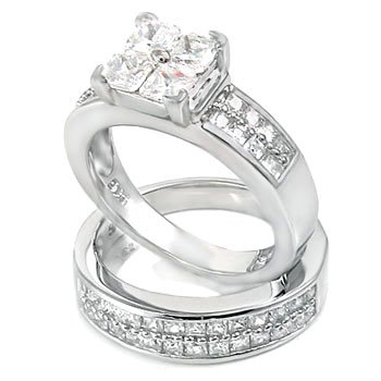 His and Hers 925 Sterling Silver Tungsten Engagement Wedding Rings Set - Matching Couple Bands for Anniversaries, Proposals & Romantic Occasions #M11SP35