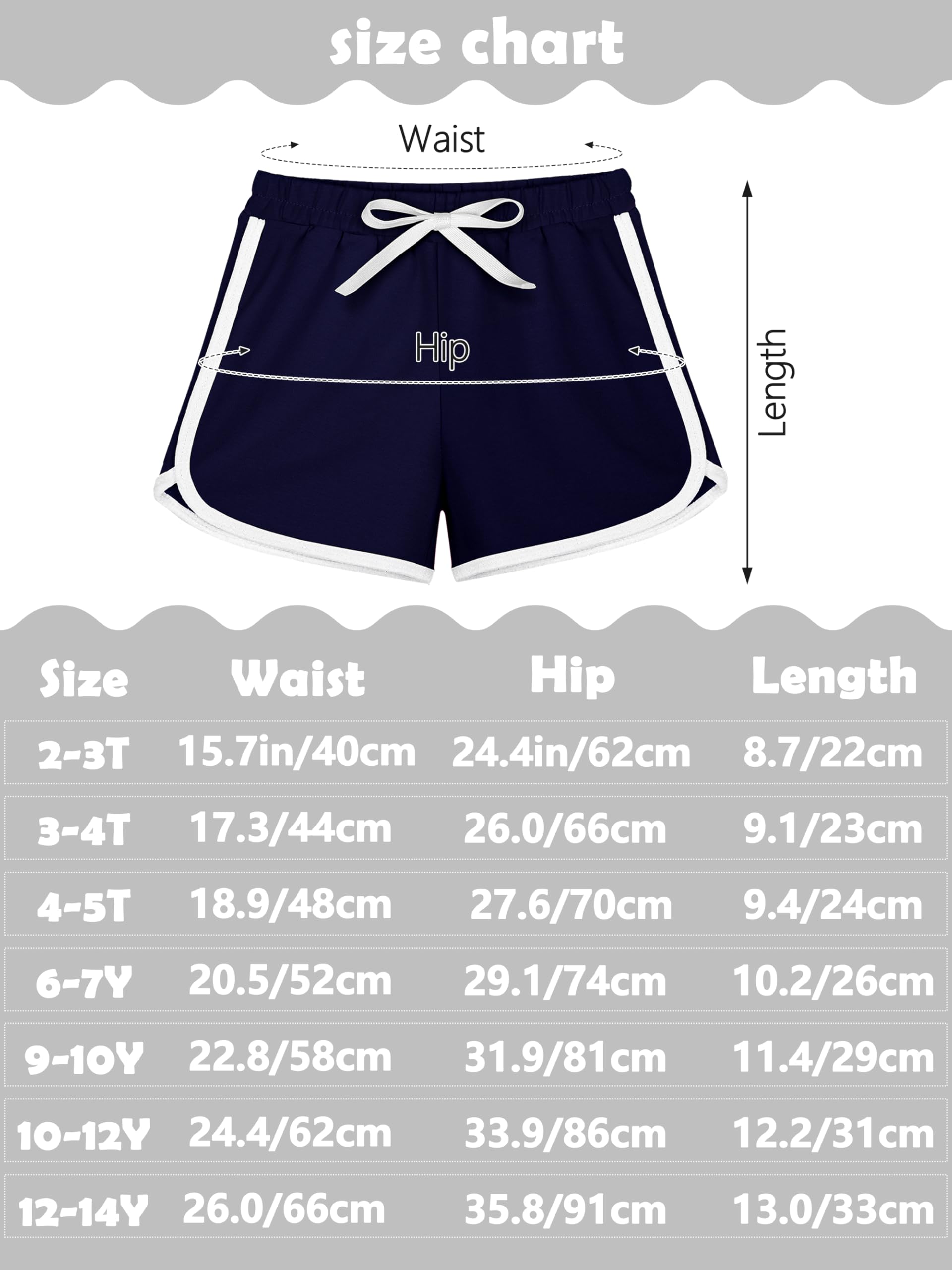 Resinta 5-Pack Girls Cotton Athletic Shorts - Breathable Running Shorts for Toddlers, Summer Activewear, Yoga & Playtime - Perfect for Sports, Gym, and Outdoor Activities