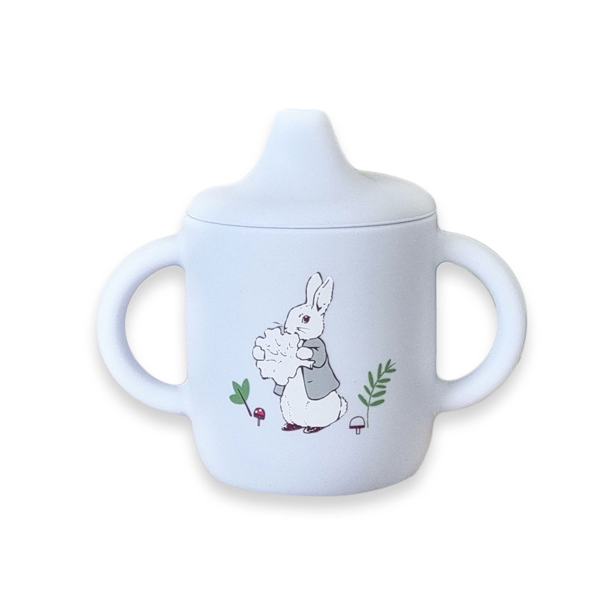 Peter Rabbit Silicone Sippy Cup for Toddlers - BPA-Free Spill-Proof Drinking Cup with Soft Spout - Perfect for Baby's First Cup, Travel & Daycare Use (Blue)
