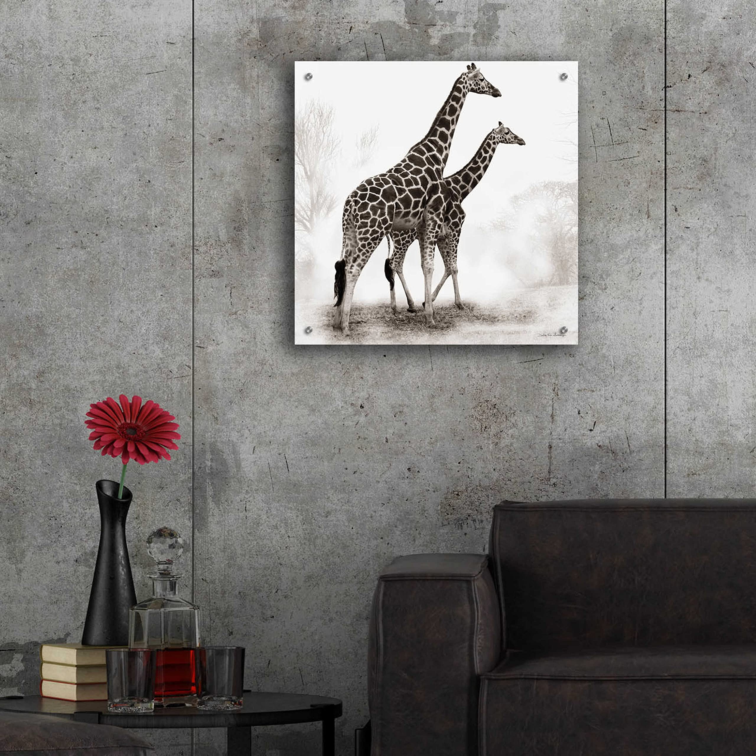 Debra Van Swearingen Giraffe III Acrylic Glass Wall Art - 24x24 Inch Modern Animal Painting for Living Room, Bedroom & Office Decor
