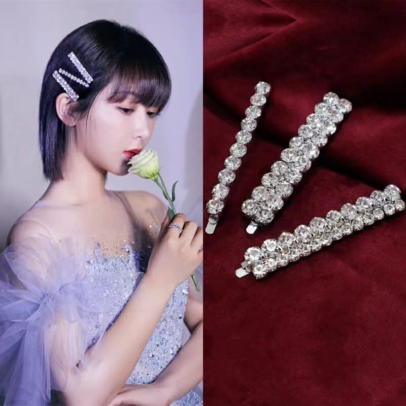 6PCS Silver Rhinestone Hair Clips for Women - Sparkly Bling Hair Barrettes & Hairpins - Luxury Hair Accessories for Wedding, Party & Everyday Use - Perfect for Bridal, Prom & Special Occasions