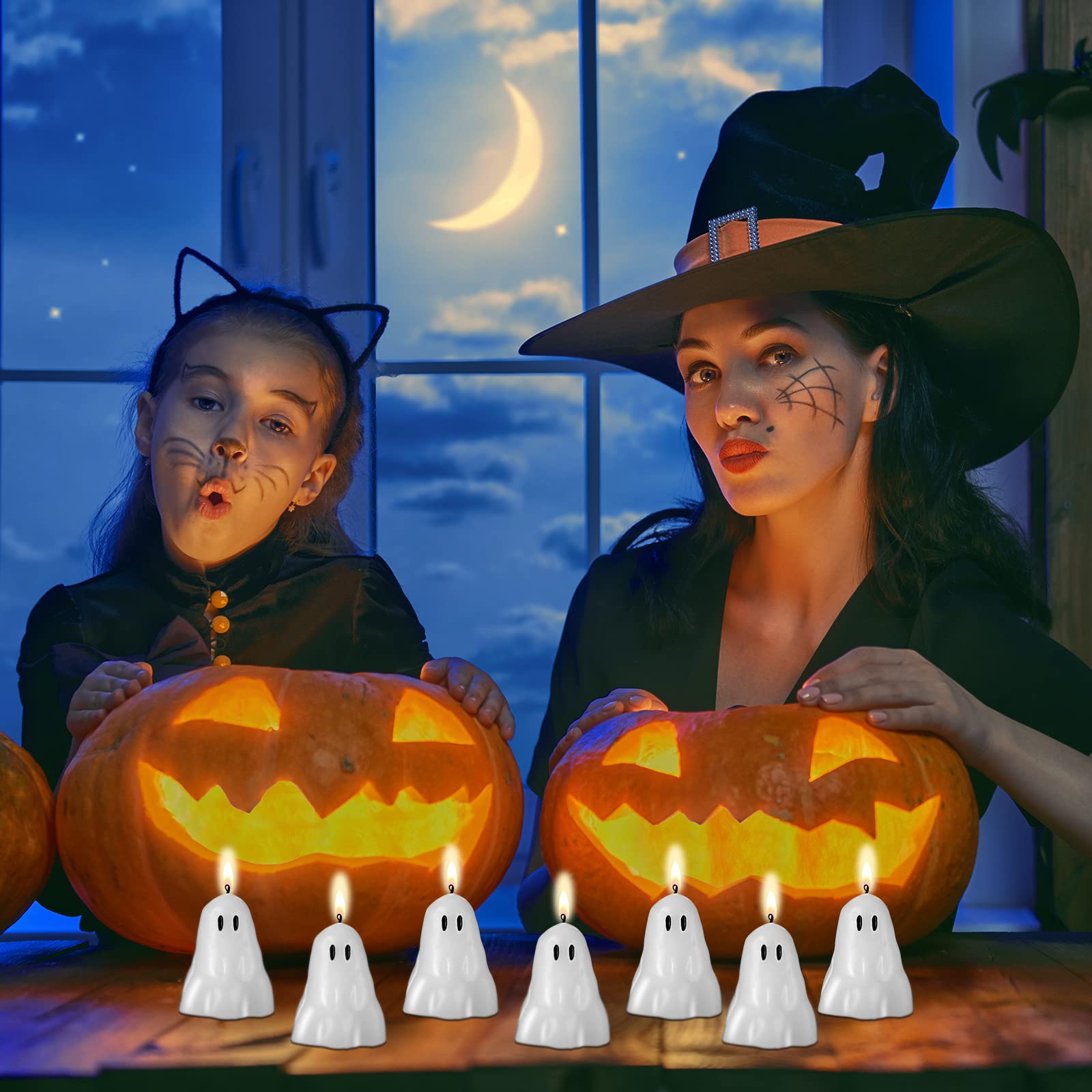 10 Halloween Ghost Candles - Soy Wax for Party Decor