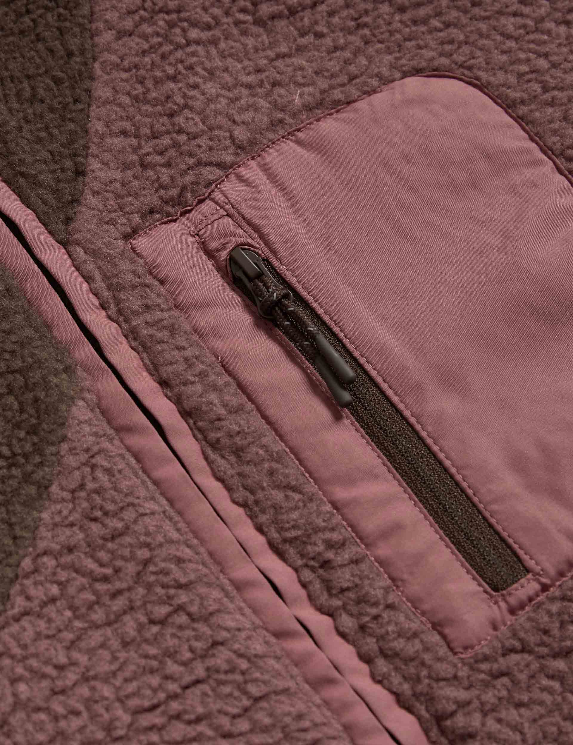 Borg Zip Up Funnel Neck Fleece Jacket for Men & Women - Soft Warm Winter Pullover, Dark Chocolate Color - Perfect for Outdoor Activities, Hiking & Casual Wear