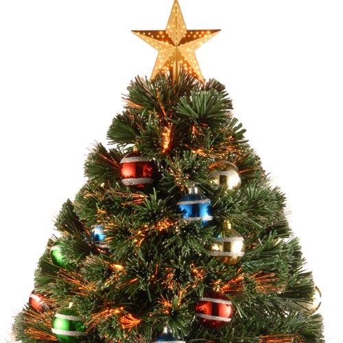 3' Fiber Optic Fireworks Artificial Christmas Tree with Glittered Ball Ornaments - Perfect for Holiday Decor, Home, Office & Party Decorations