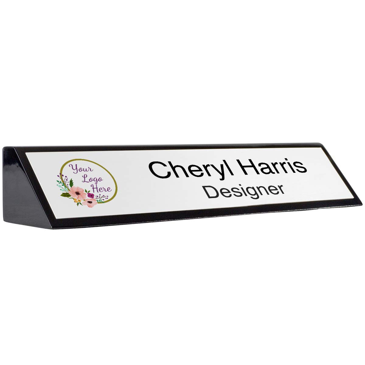 Black Piano Finish Desk Wedge - 10x2 Inches, White - Perfect for Organizing Cables, Laptops & Home Office Accessories