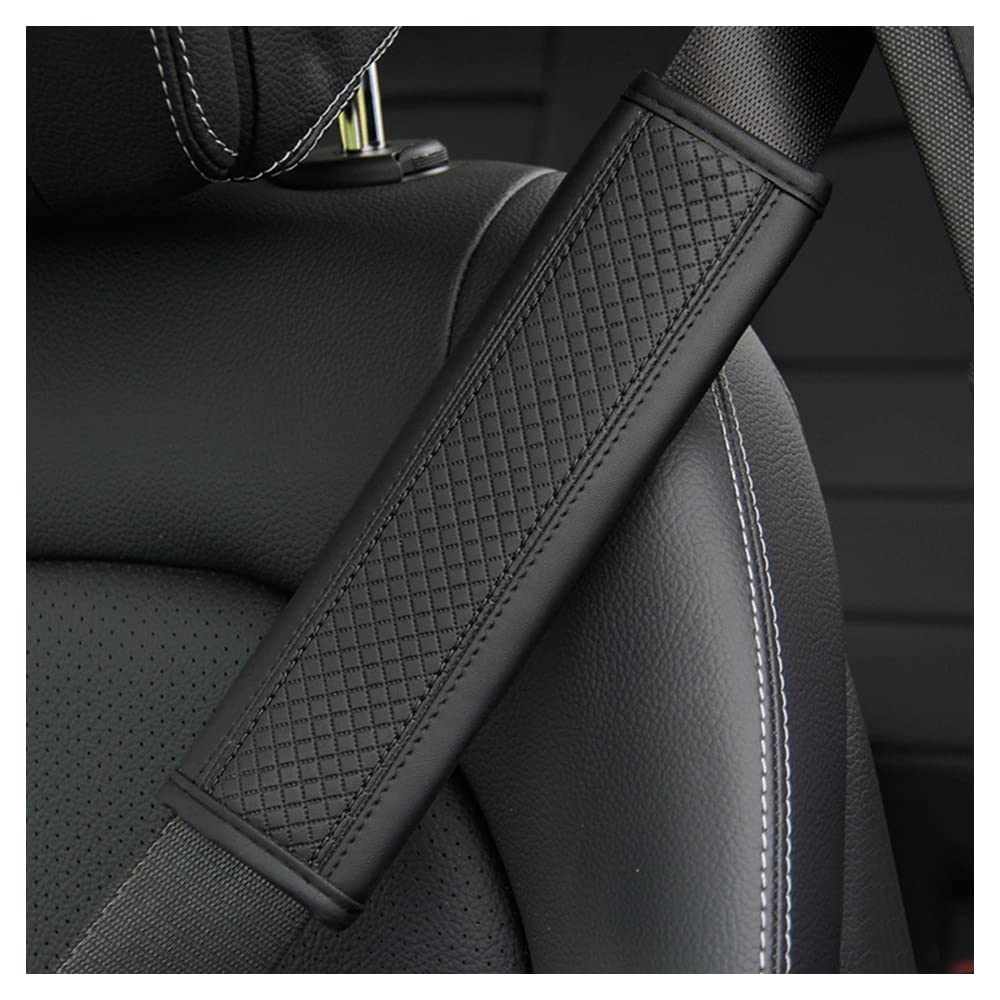 Breathable Leather Car Seat Belt Cover - Comfortable Shoulder & Neck Protection for Safe Driving (Black) | Ideal for Long Commutes, Road Trips & Daily Comfort