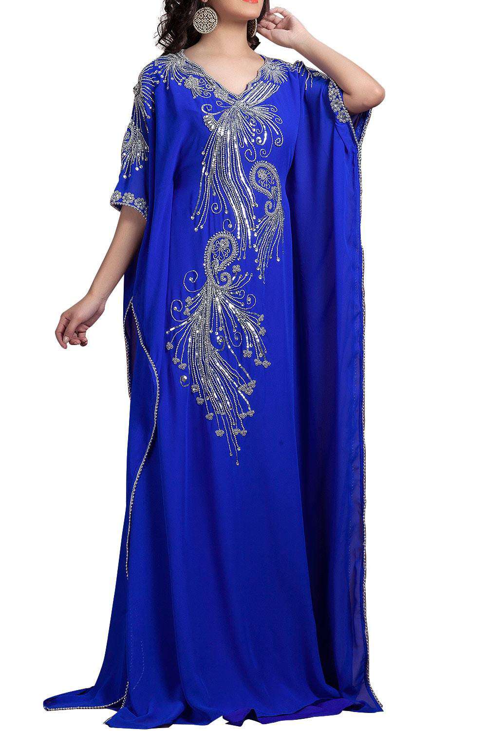 Blue Georgette Farasha Dress - Elegant & Flowy for Parties, Weddings & Special Occasions