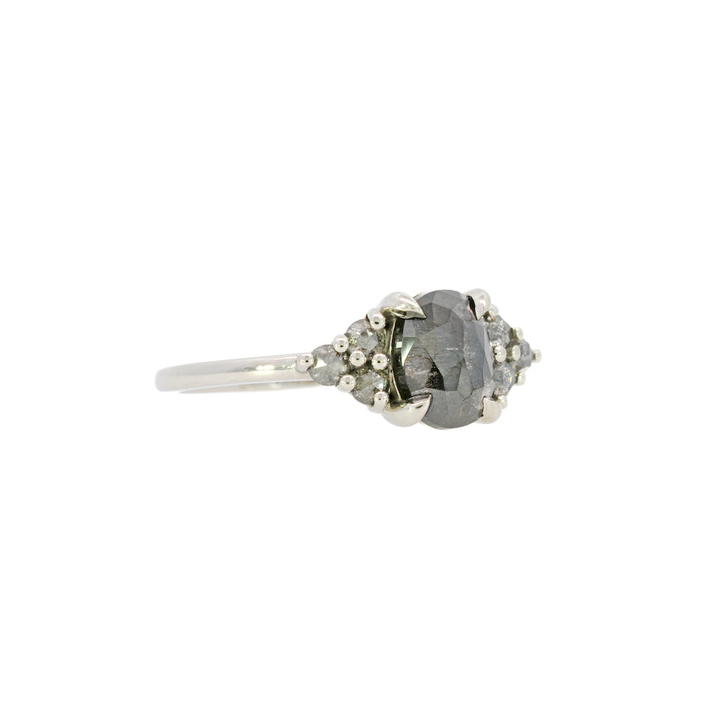 Cleo Oval Salt & Pepper Diamond Ring - Unique Handmade Engagement Wedding Band for Women - Perfect for Everyday Wear & Special Occasions